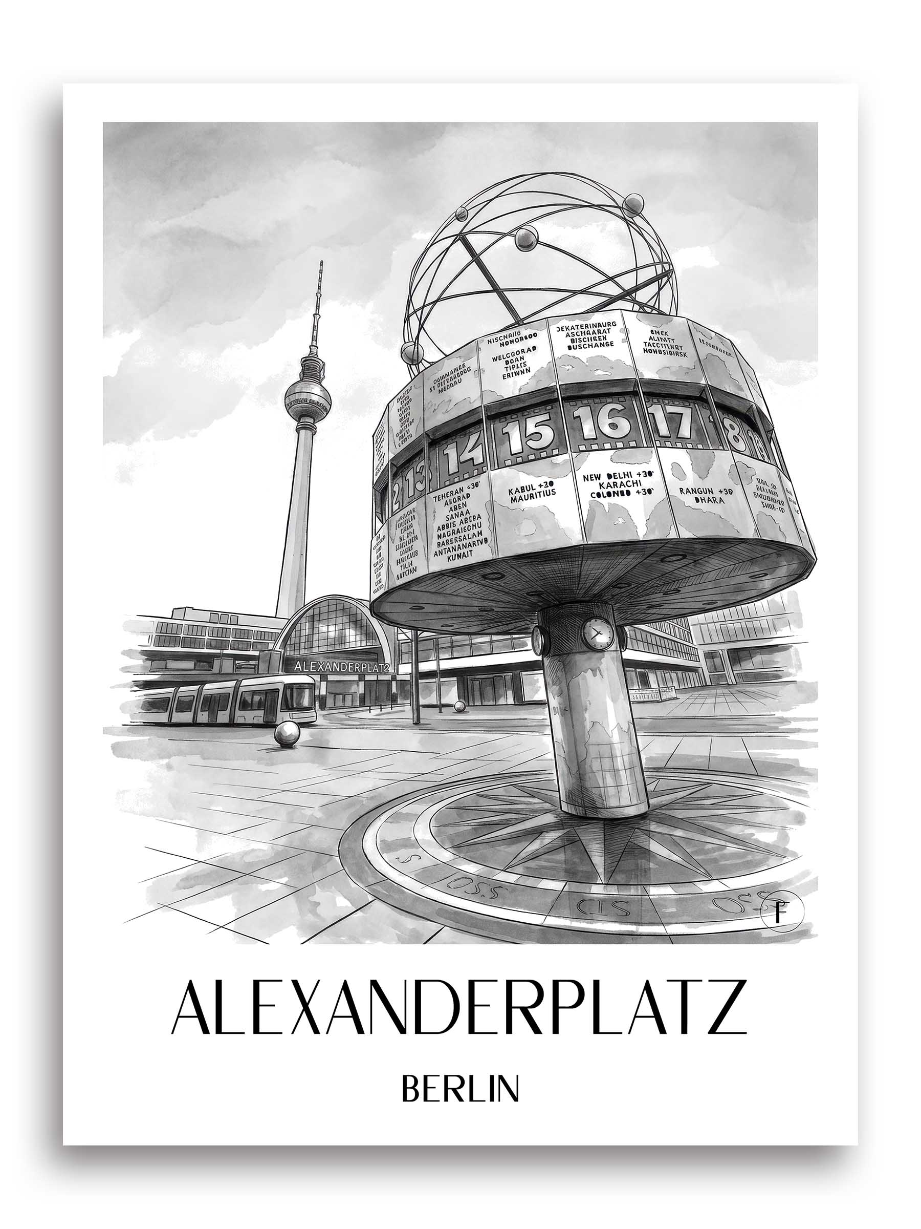 alexanderplatz-berlin-deutschland-poster-aquarell-schwarz-weiss