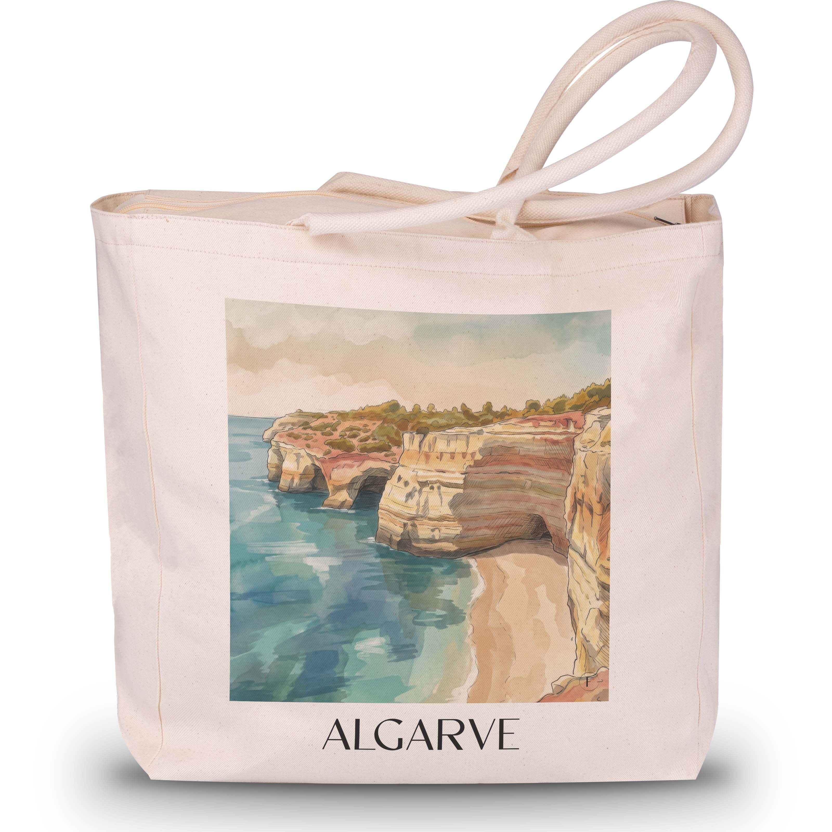 algarve-portugal-einkaufstasche-aquarell