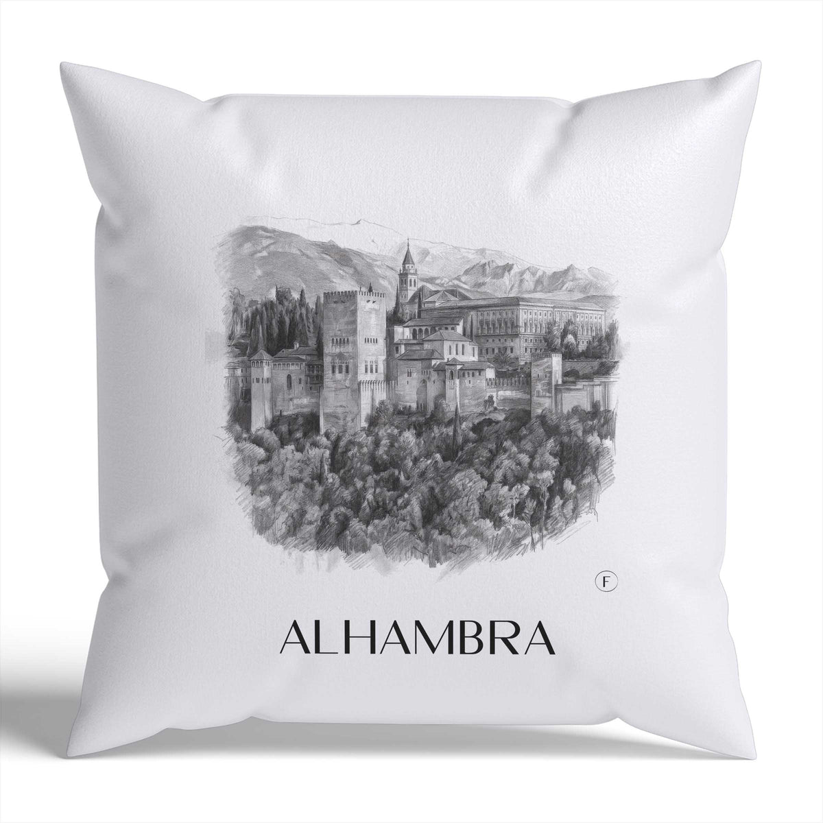 Alhambra Kissenhülle - Zierkissen Bezug - Granada - Spanien Kissen bzw. Kissenbezug im Zeichnung Stil - favplace