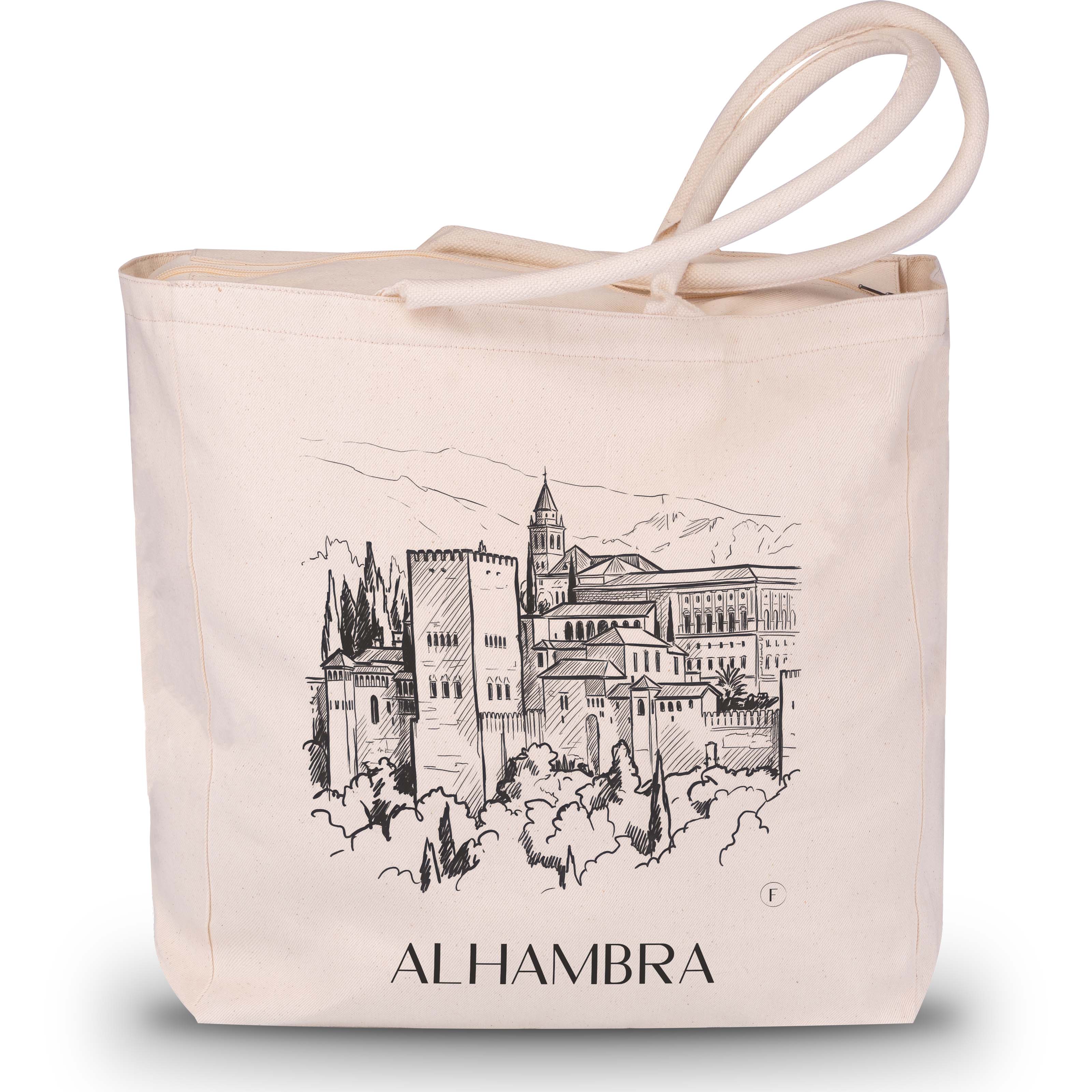 Alhambra Shopping Tasche - Granada - Spanien Tote Bag - Einkaufstasche im Skizze Stil - favplace