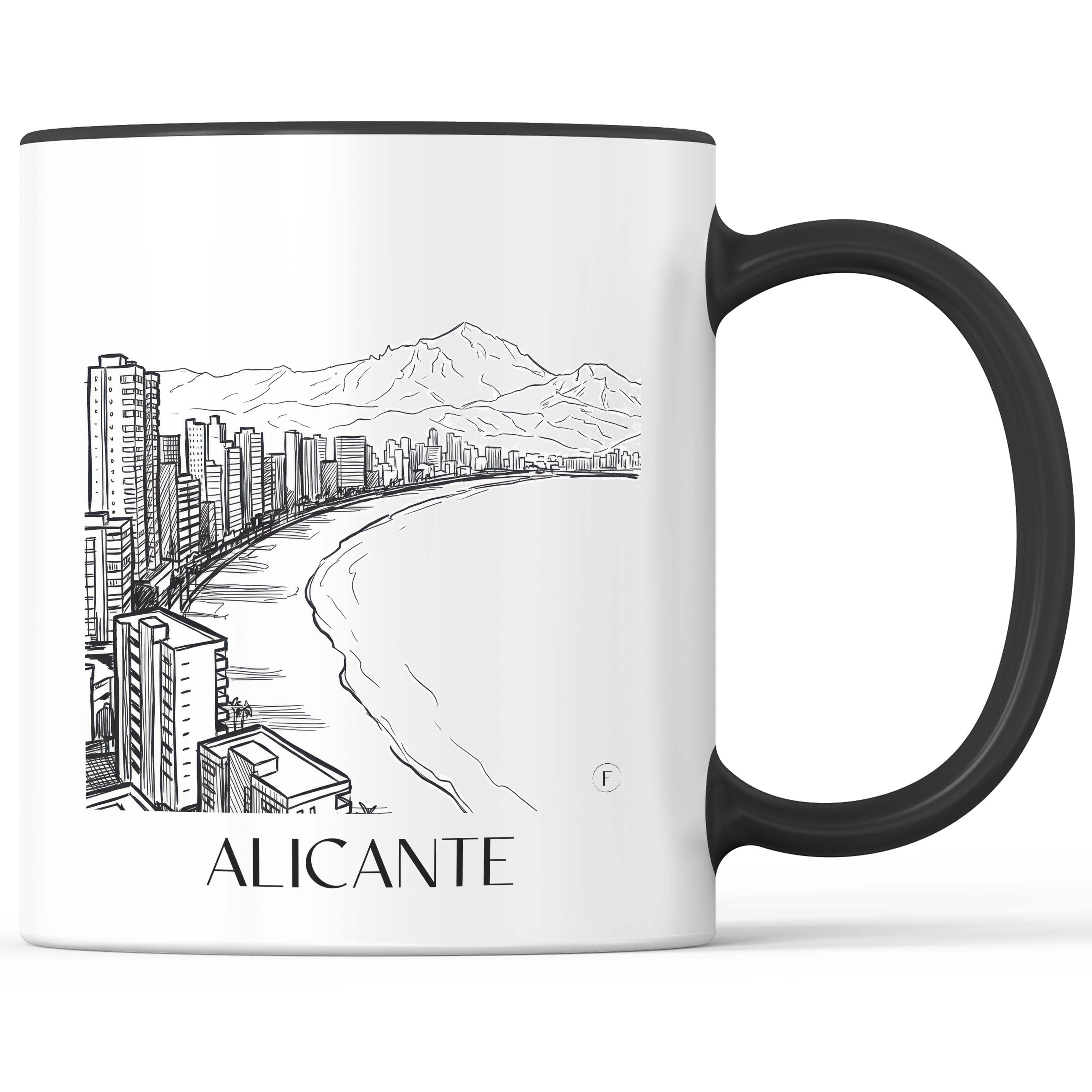 Alicante Kaffeebecher - Spanien - Spanien Becher - Kaffeetasse im Skizze Stil - favplace