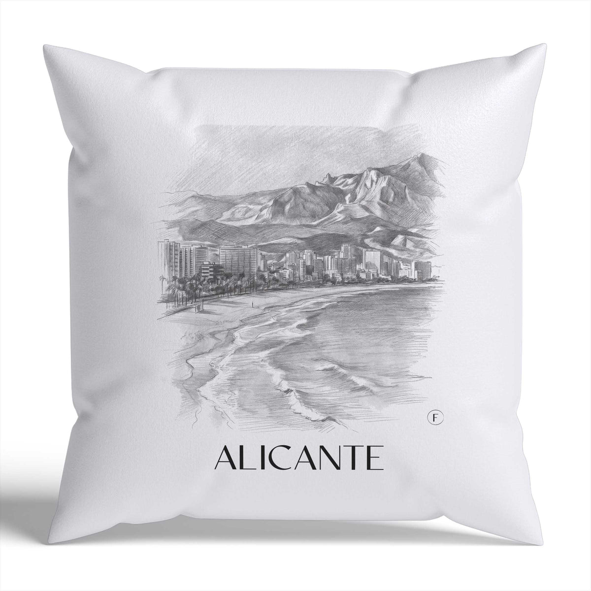 Alicante Kissenhülle - Zierkissen Bezug - Spanien - Spanien Kissen bzw. Kissenbezug im Zeichnung Stil - favplace