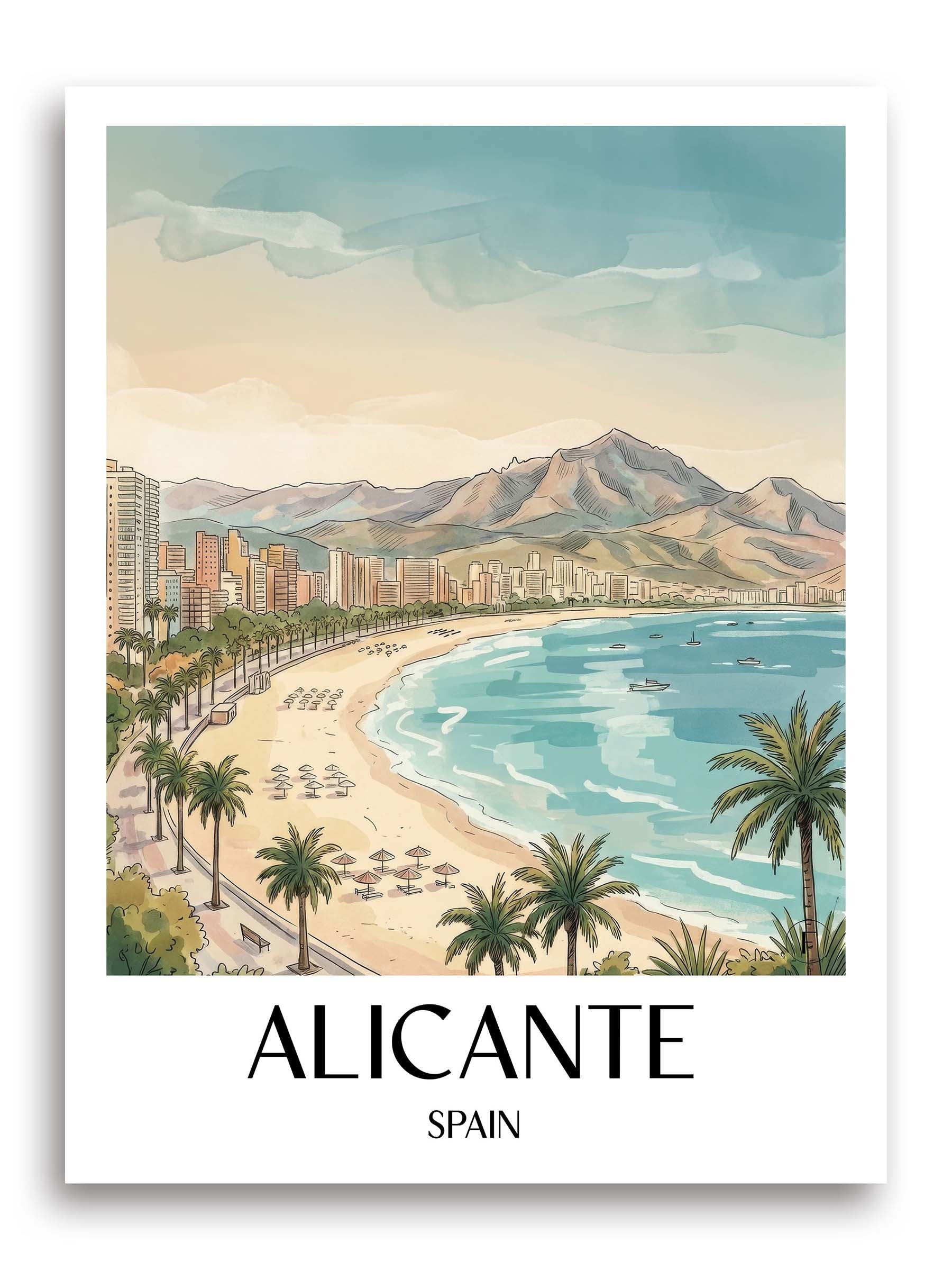 Alicante Poster - Spanien - Spanien Kunstdruck - Aquarell von A4 bis A1 - favplace