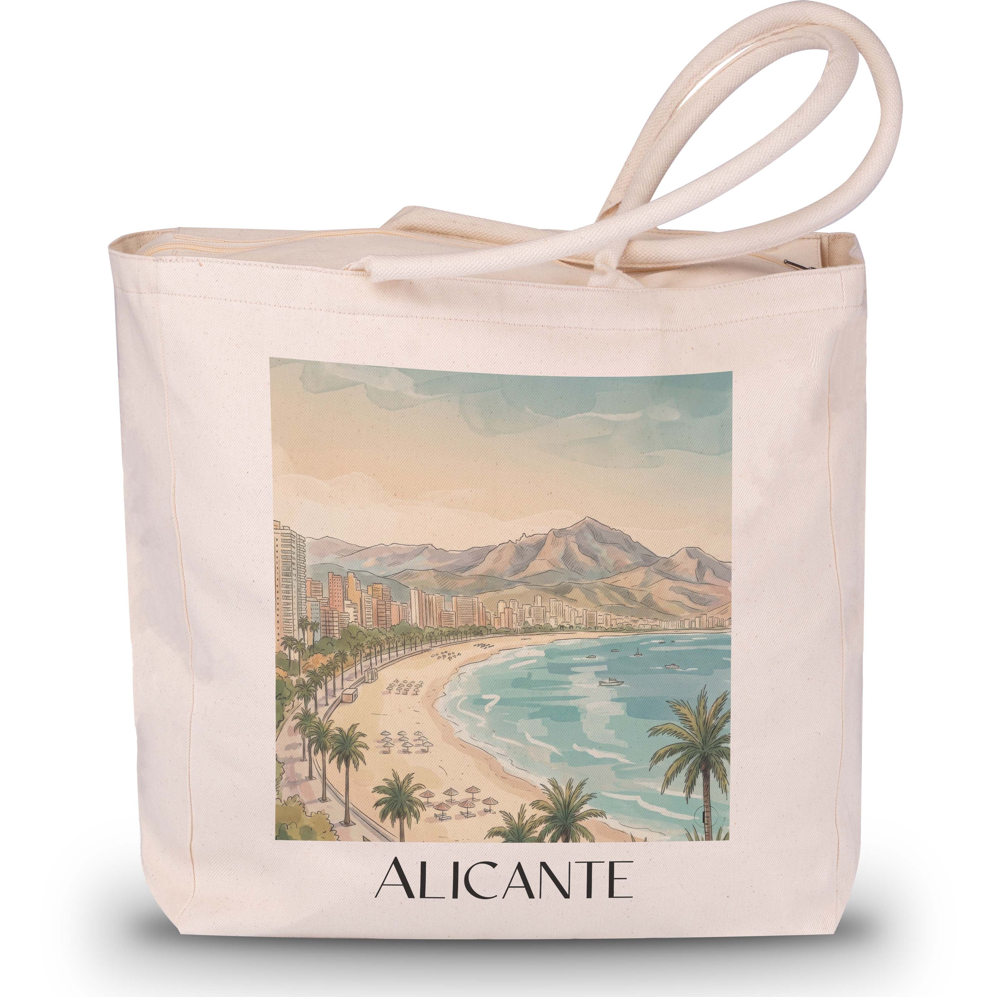 Alicante Shopping Tasche - Spanien - Spanien Tote Bag - Einkaufstasche im Aquarell Stil - favplace