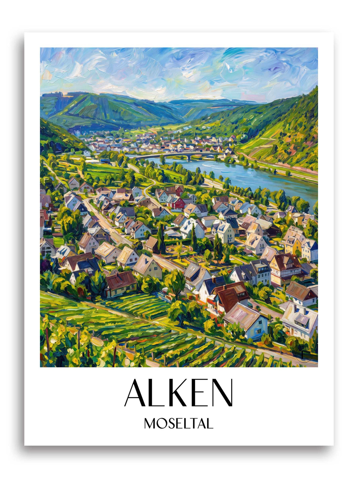 Alken Poster - Moseltal - Deutschland Kunstdruck - Ölgemälde von A4 bis A1 - favplace