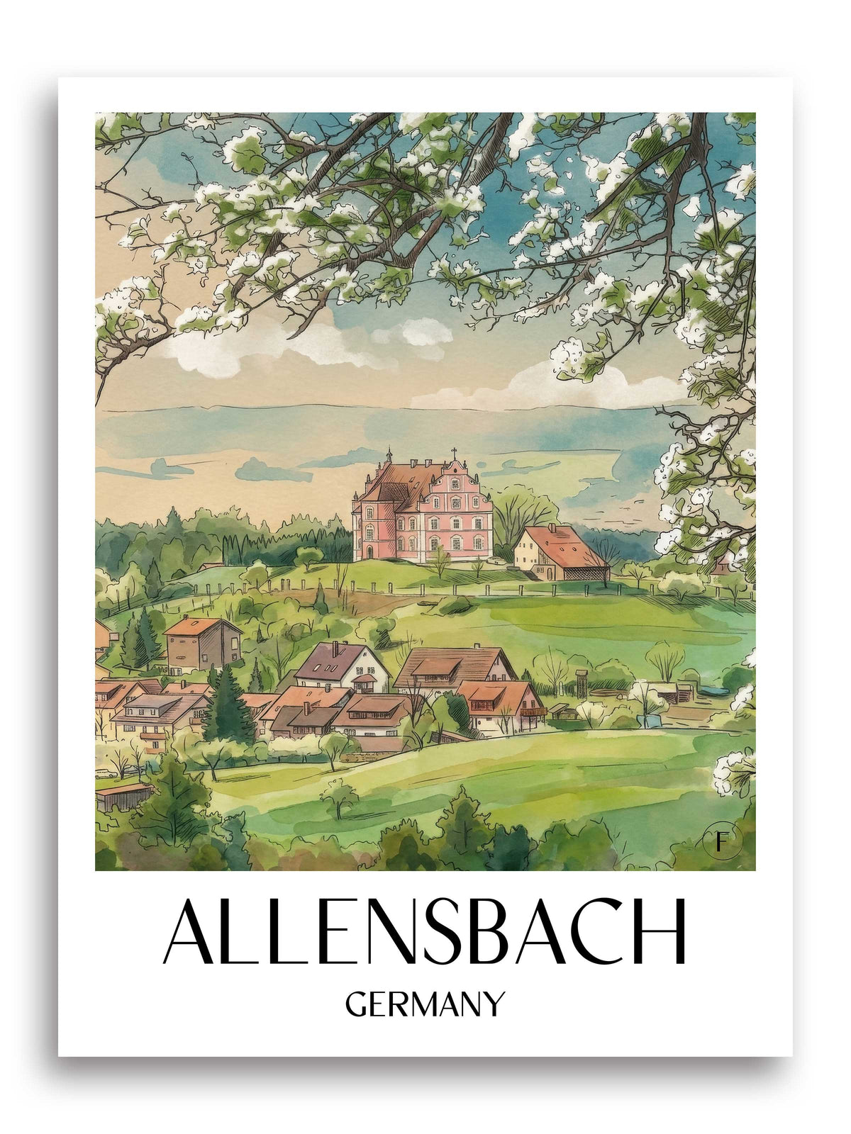 Allensbach Poster - Bodensee - Deutschland Kunstdruck - Aquarell von A4 bis A1 - favplace