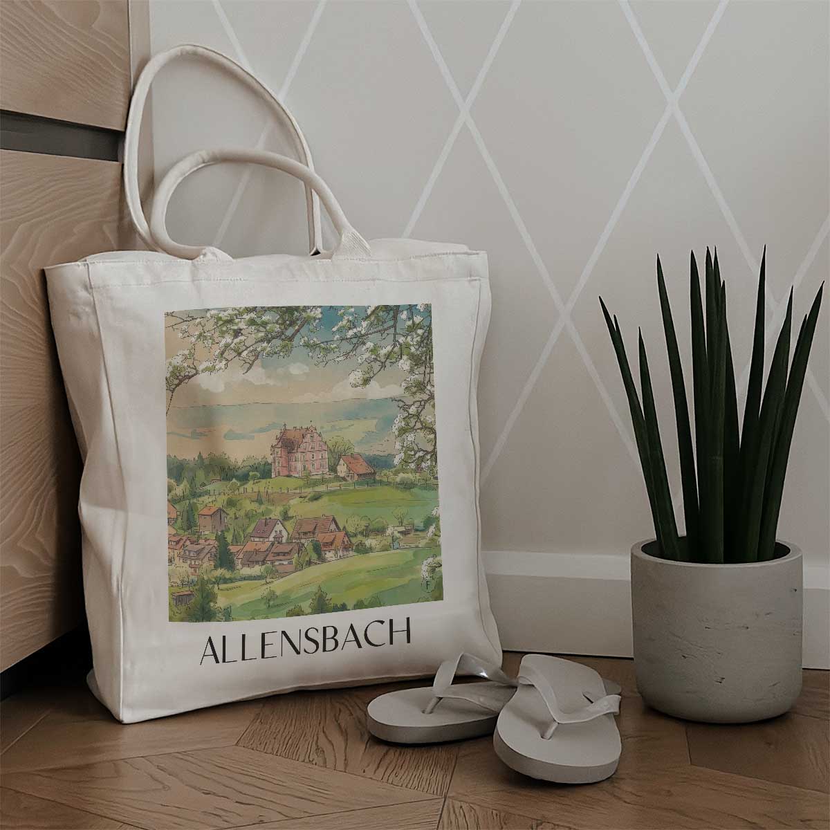 allensbach-bodensee-deutschland-einkaufstasche-aquarell