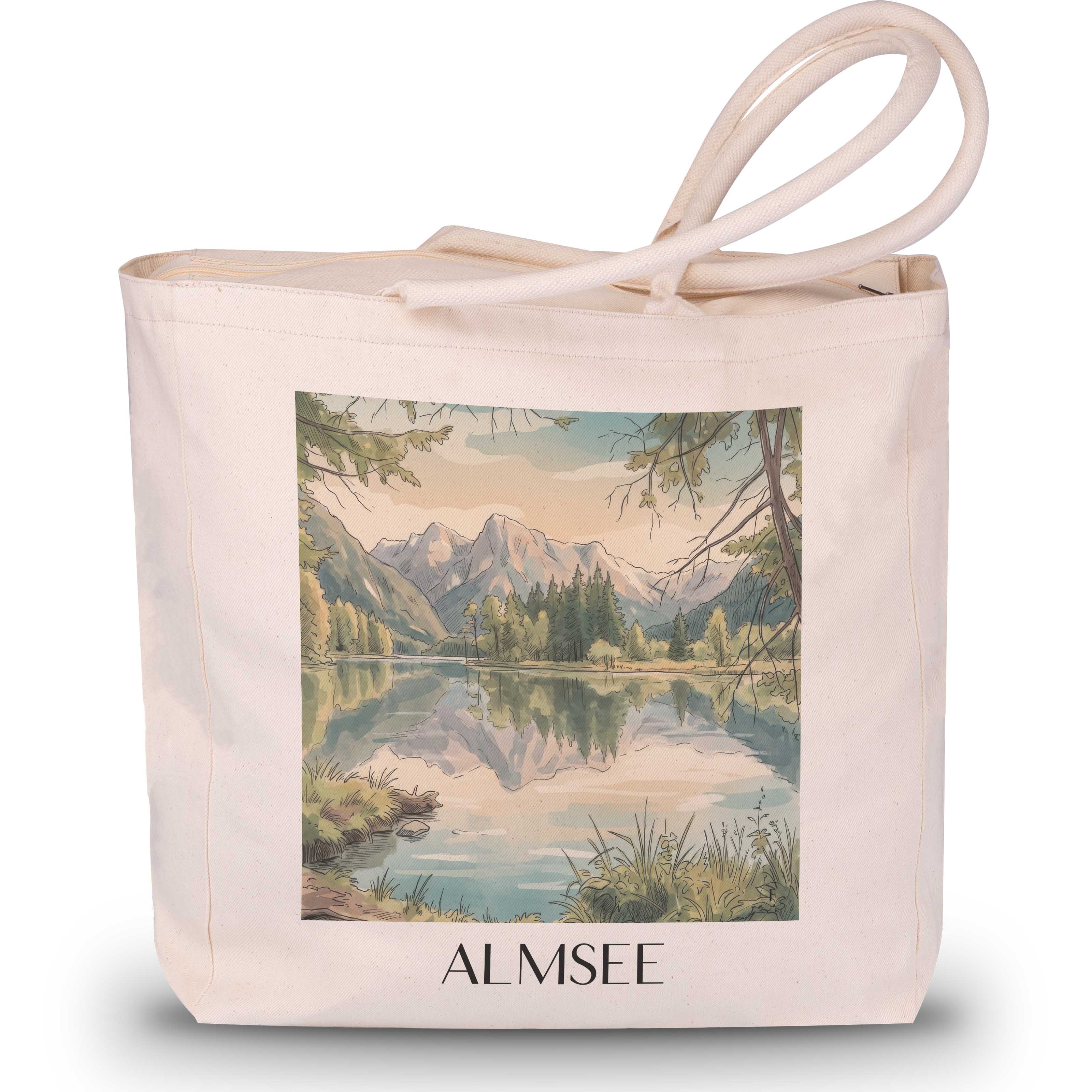 Almsee Shopping Tasche - Österreich - Österreich Tote Bag - Einkaufstasche im Aquarell Stil - favplace