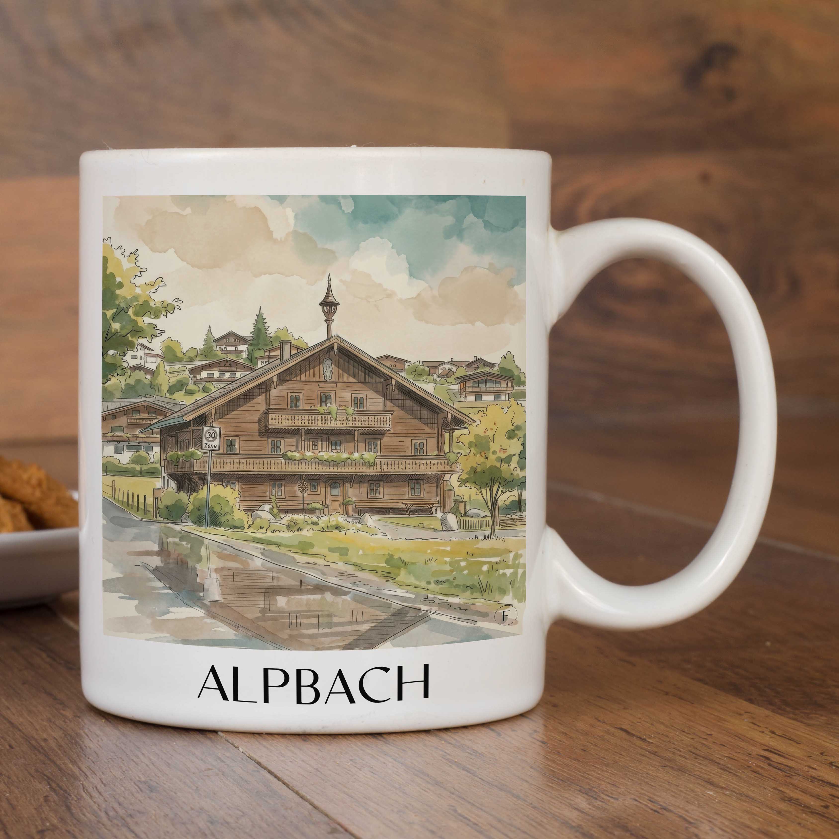 alpbach-tirol-österreich-kaffeebecher-aquarell