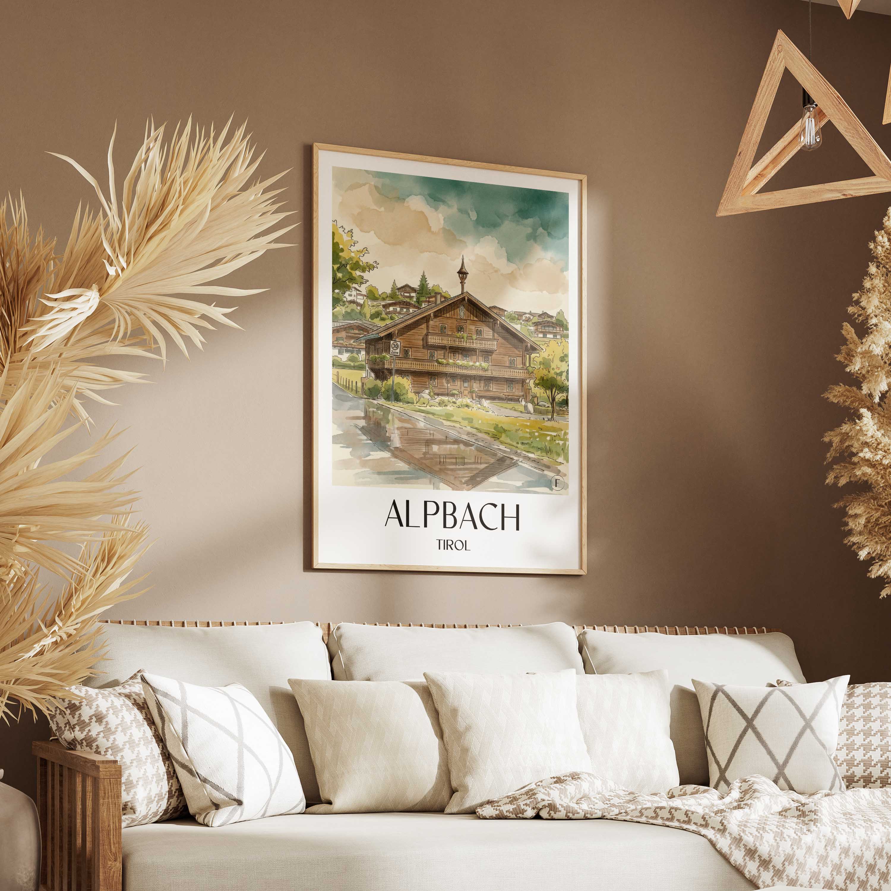 alpbach-tirol-österreich-poster-aquarell