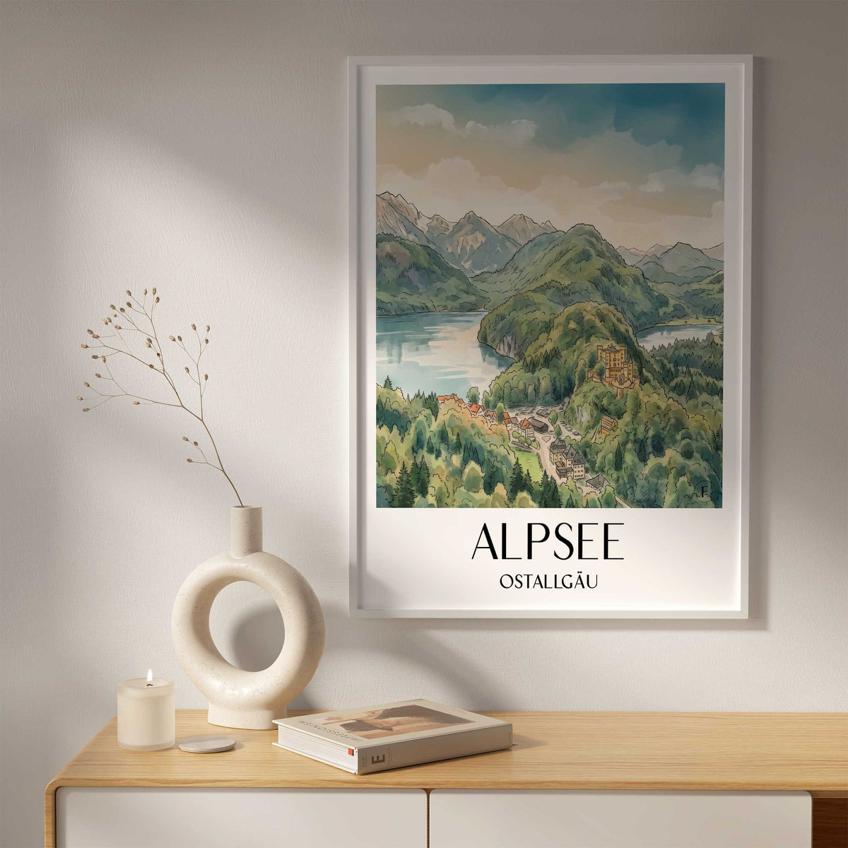 alpsee-ostallgäu-deutschland-poster-aquarell