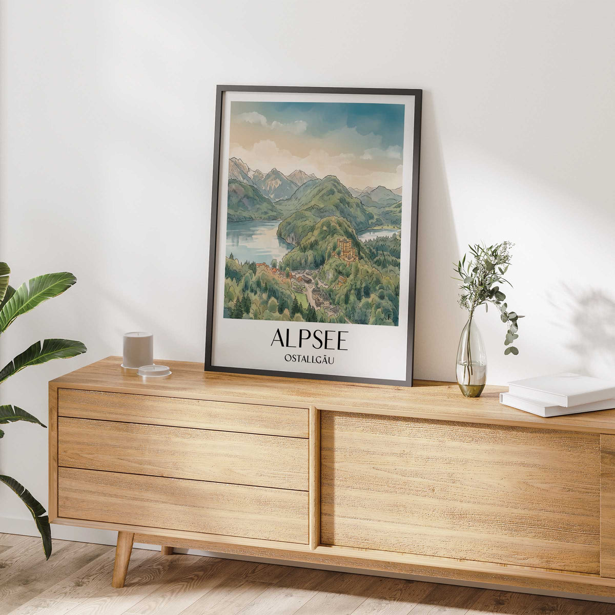 alpsee-ostallgäu-deutschland-poster-aquarell