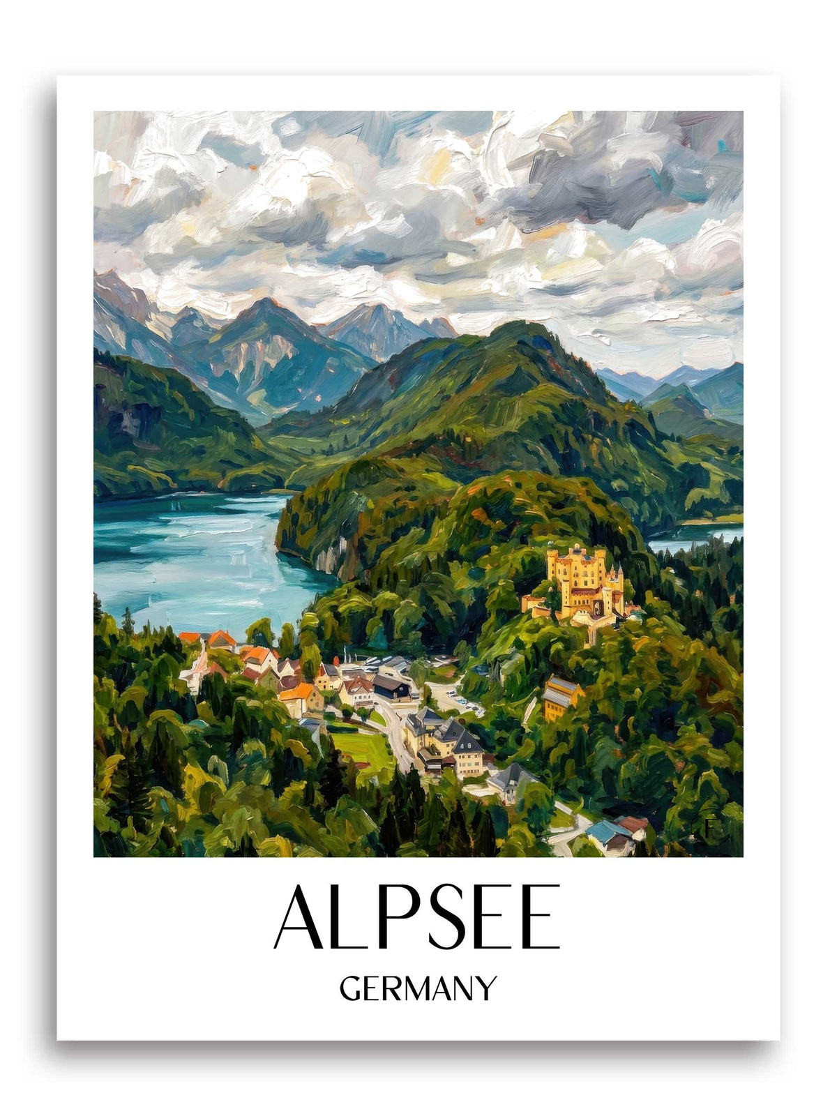 Alpsee Poster - Ostallgäu - Deutschland Kunstdruck - Ölgemälde von A4 bis A1 - favplace