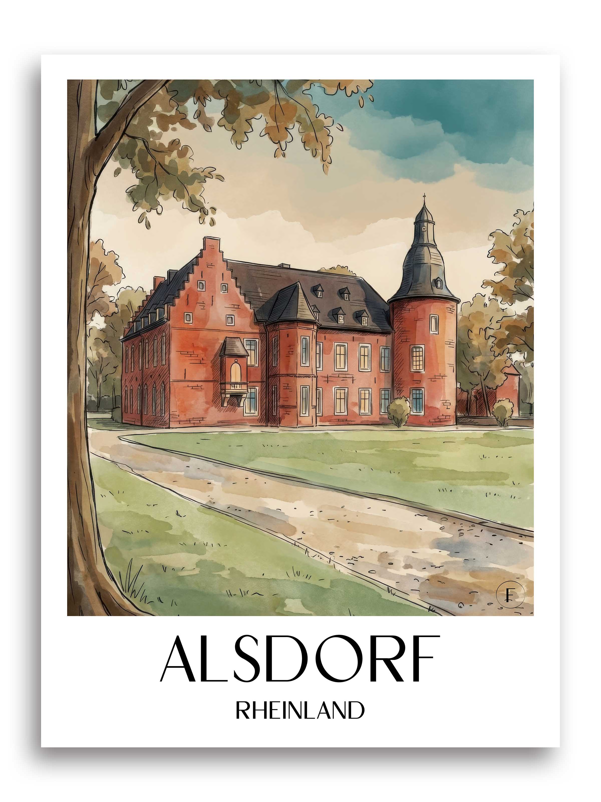 alsdorf-rheinland-deutschland-poster-aquarell
