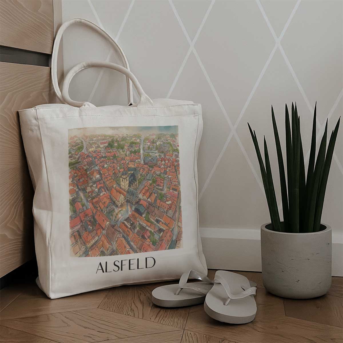 alsfeld-hessen-deutschland-einkaufstasche-aquarell