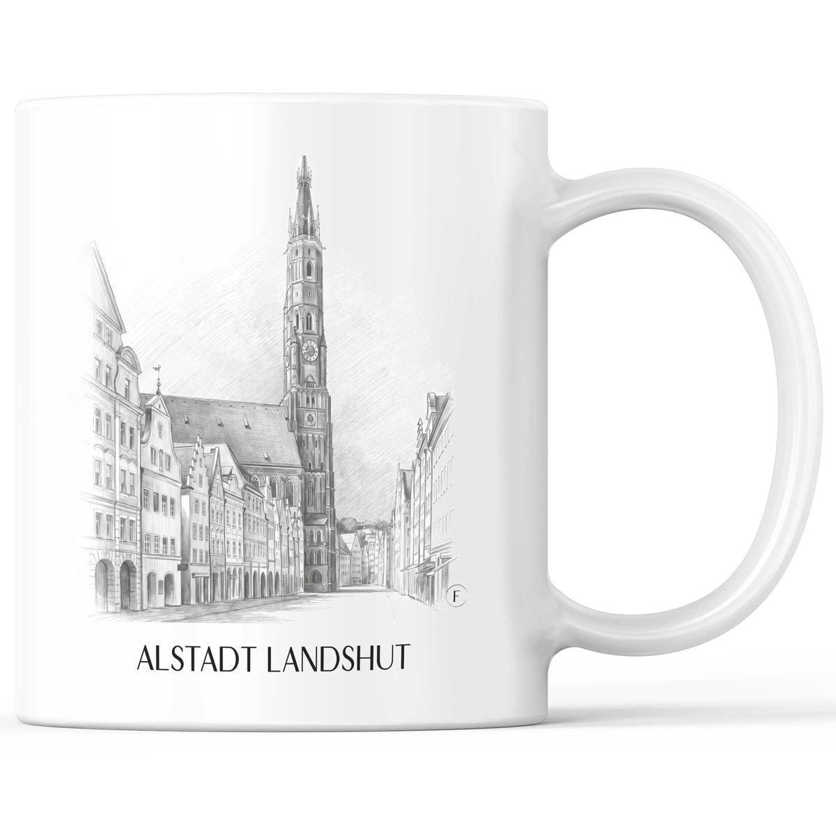 Alstadt Kaffeebecher - Landshut - Deutschland Becher - Kaffeetasse im Zeichnung Stil