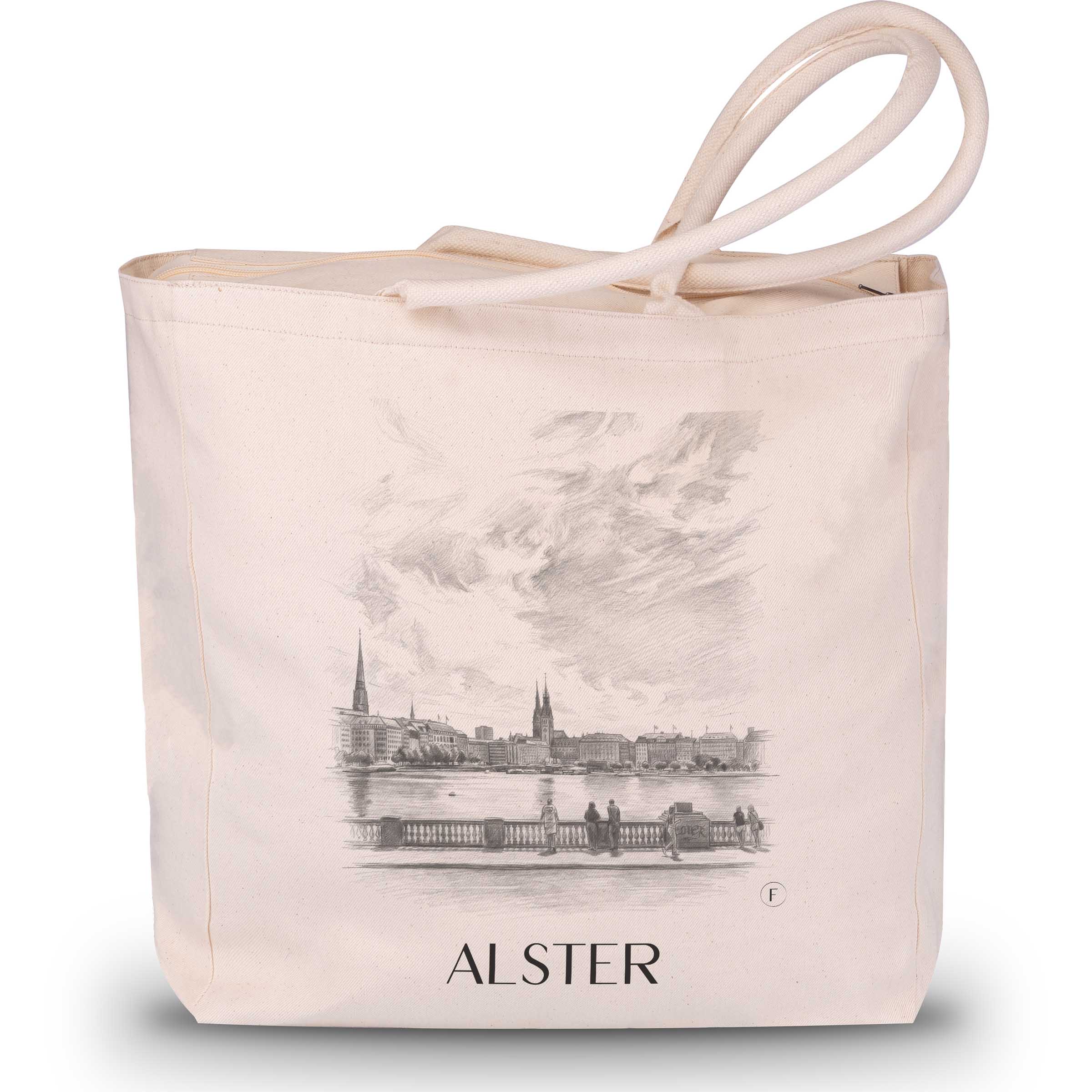 alster-hamburg-deutschland-einkaufstasche-bleistift-zeichnung-drawing