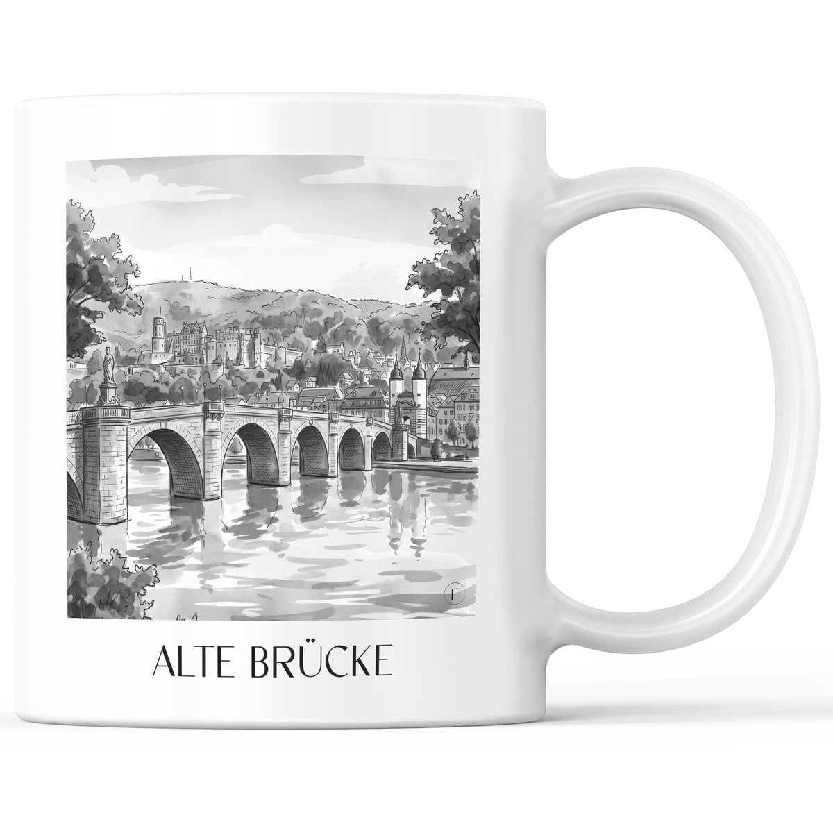 alte-brücke-heidelberg-deutschland-kaffeebecher-aquarell-schwarz-weiss