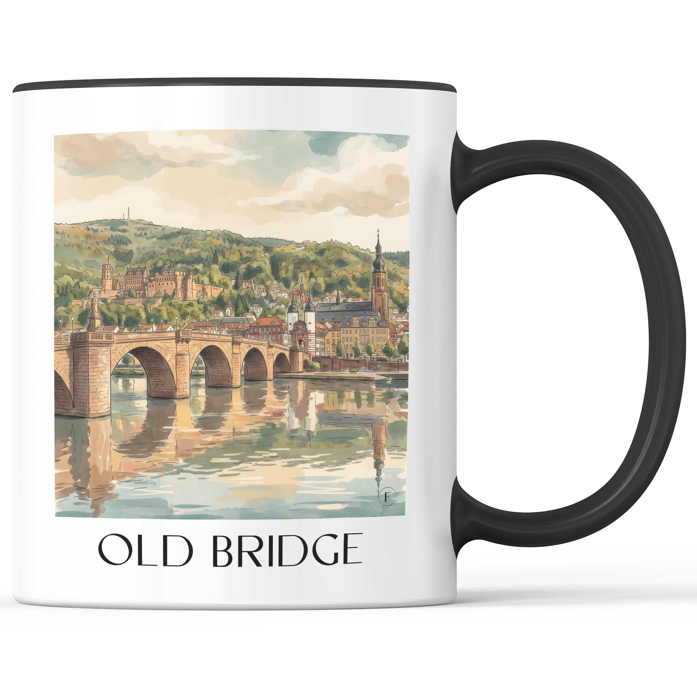 Alte Brücke Kaffeebecher - Heidelberg - Deutschland Becher - Kaffeetasse im Aquarell Stil - favplace