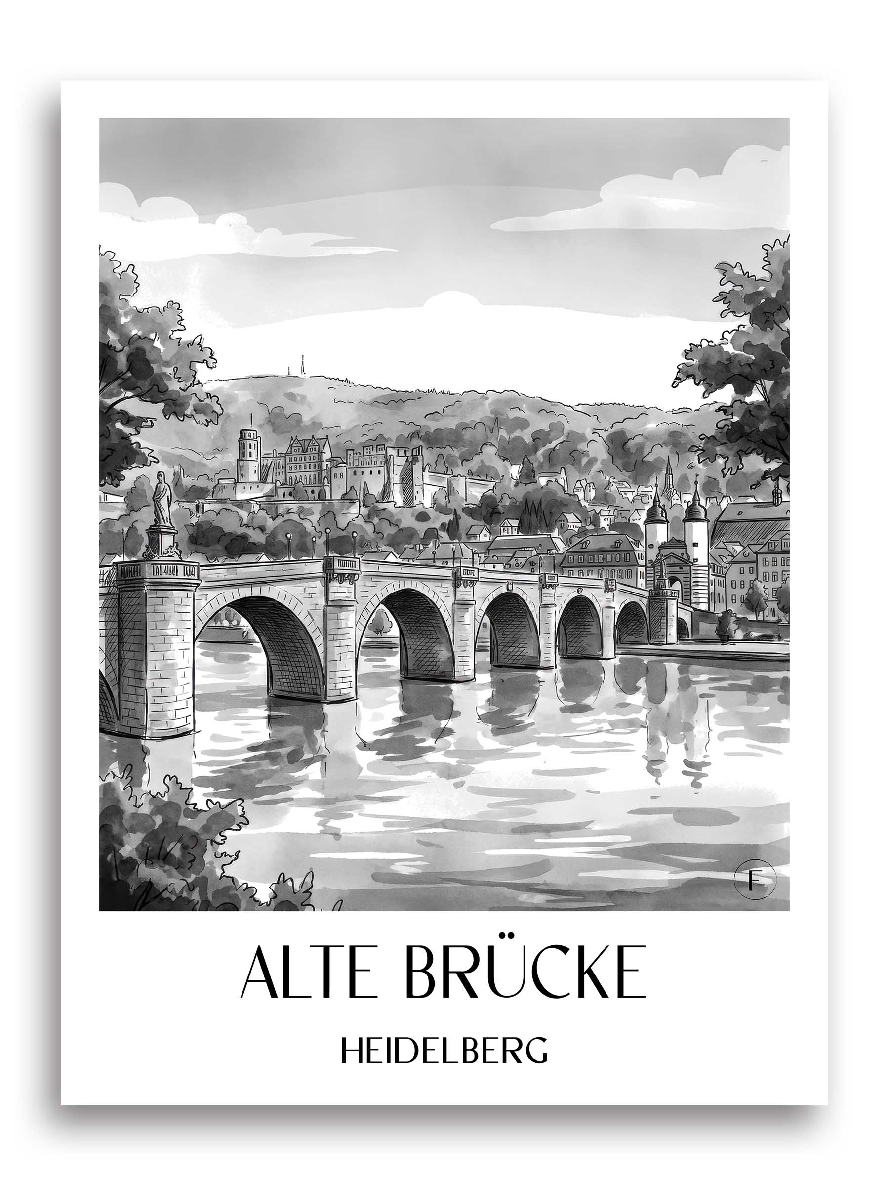 alte-brücke-heidelberg-deutschland-poster-aquarell-schwarz-weiss