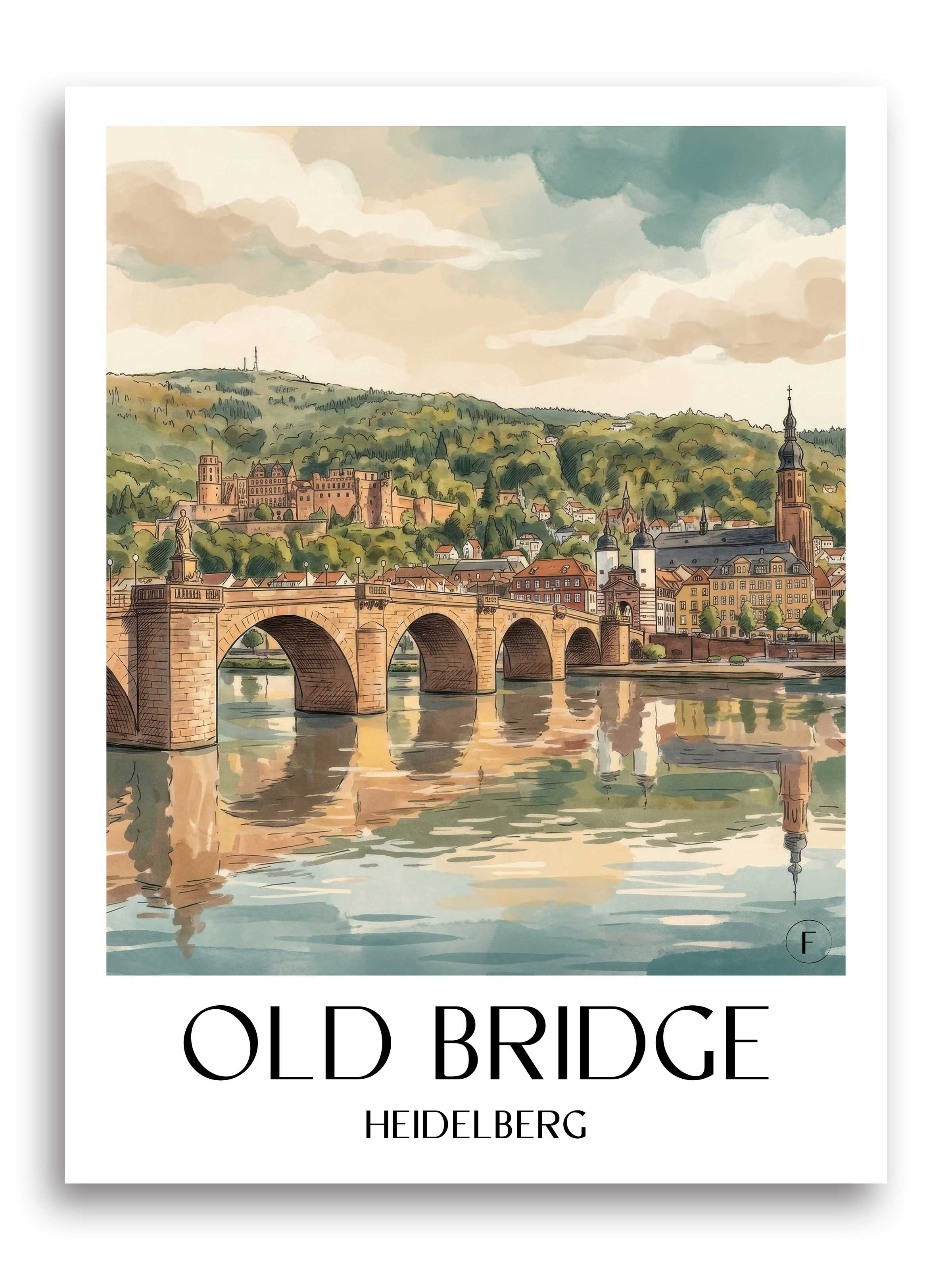 Alte Brücke Poster - Heidelberg - Deutschland Kunstdruck - Aquarell von A4 bis A1 - favplace