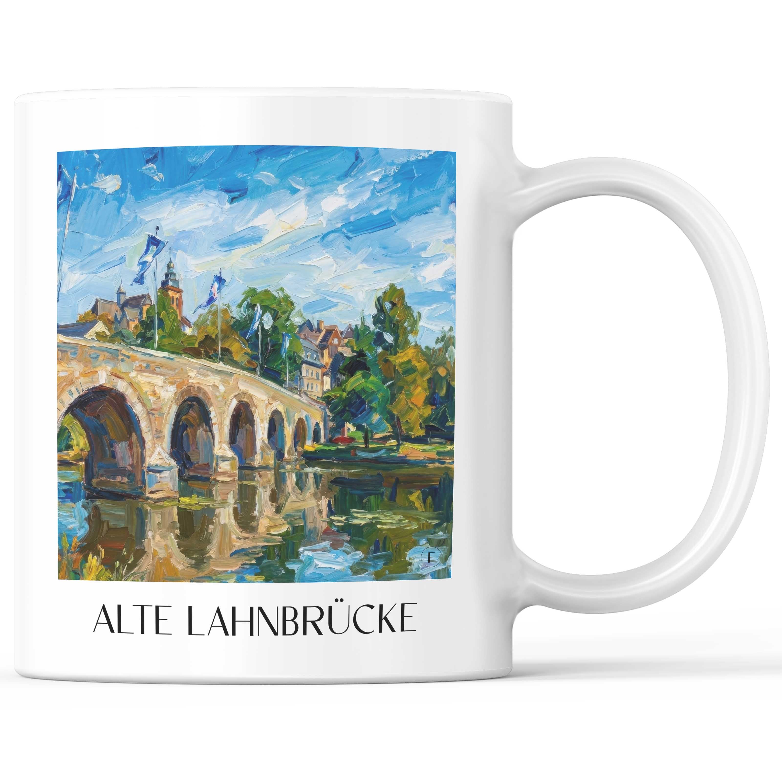 Alte Lahnbrücke Kaffeebecher - Wetzlar - Deutschland Becher - Kaffeetasse im Ölgemälde Stil - favplace