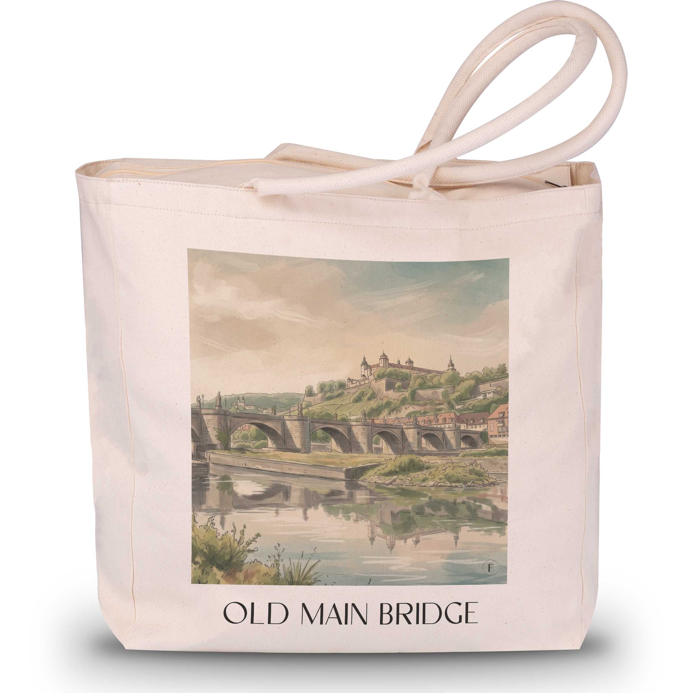 Alte Mainbrücke Shopping Tasche - Würzburg - Deutschland Tote Bag - Einkaufstasche im Aquarell Stil - favplace