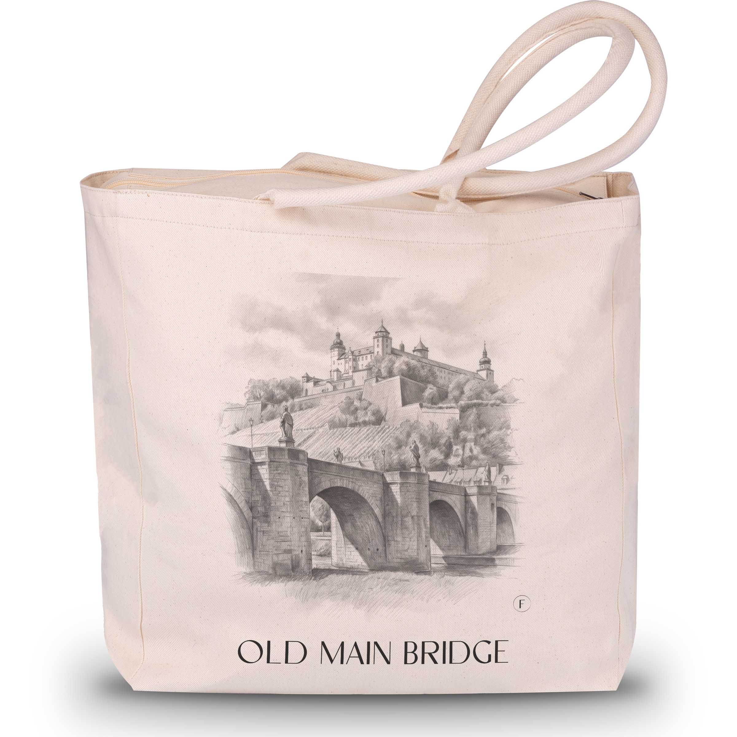 Alte Mainbrücke Shopping Tasche - Würzburg - Deutschland Tote Bag - Einkaufstasche im Zeichnung Stil - favplace