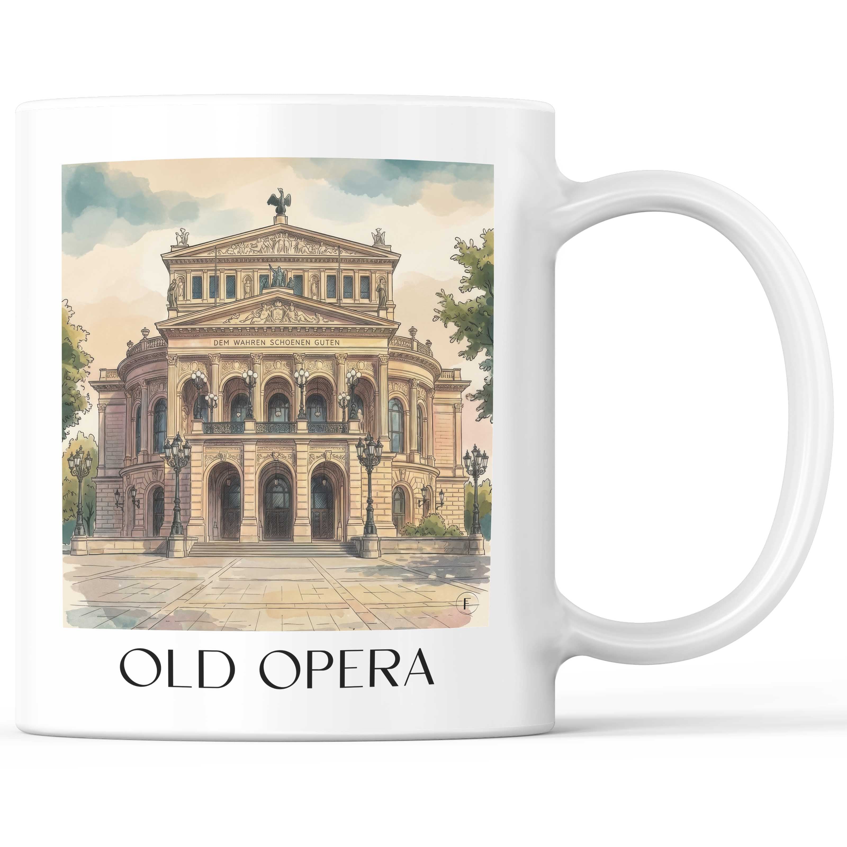 Alte Oper Kaffeebecher - Frankfurt - Deutschland Becher - Kaffeetasse im Aquarell Stil - favplace