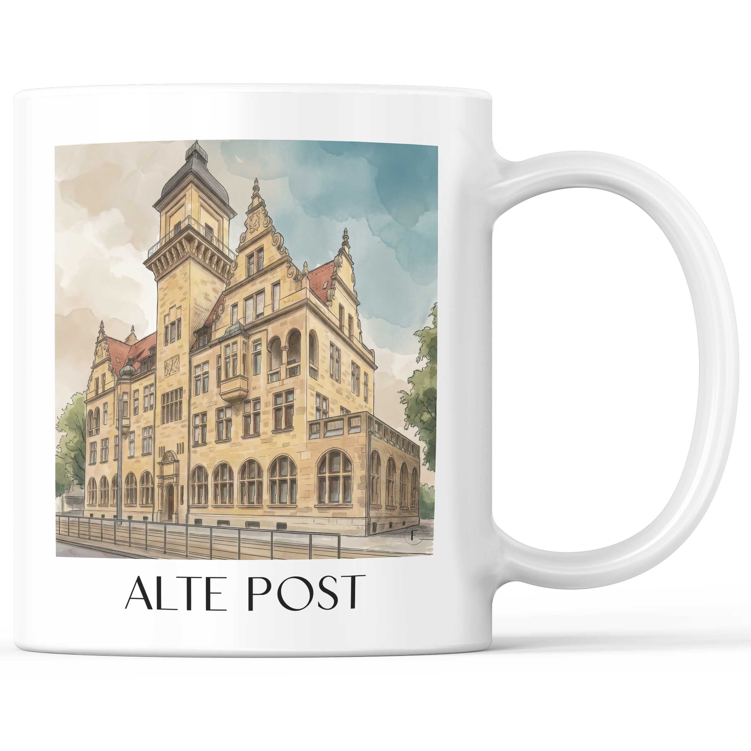 alte-post-heilbronn-deutschland-kaffeebecher-aquarell
