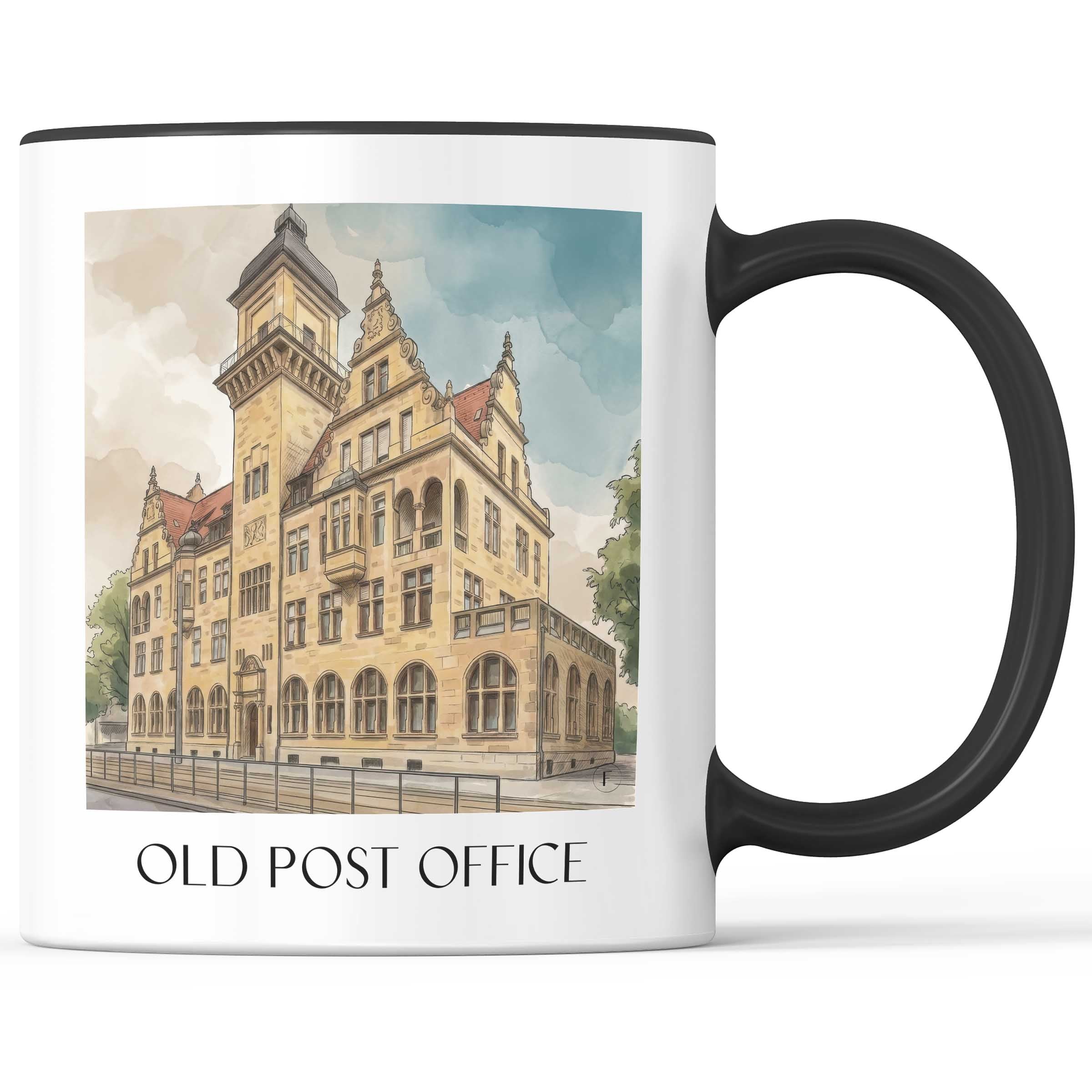 Alte Post Kaffeebecher - Heilbronn - Deutschland Becher - Kaffeetasse im Aquarell Stil - favplace