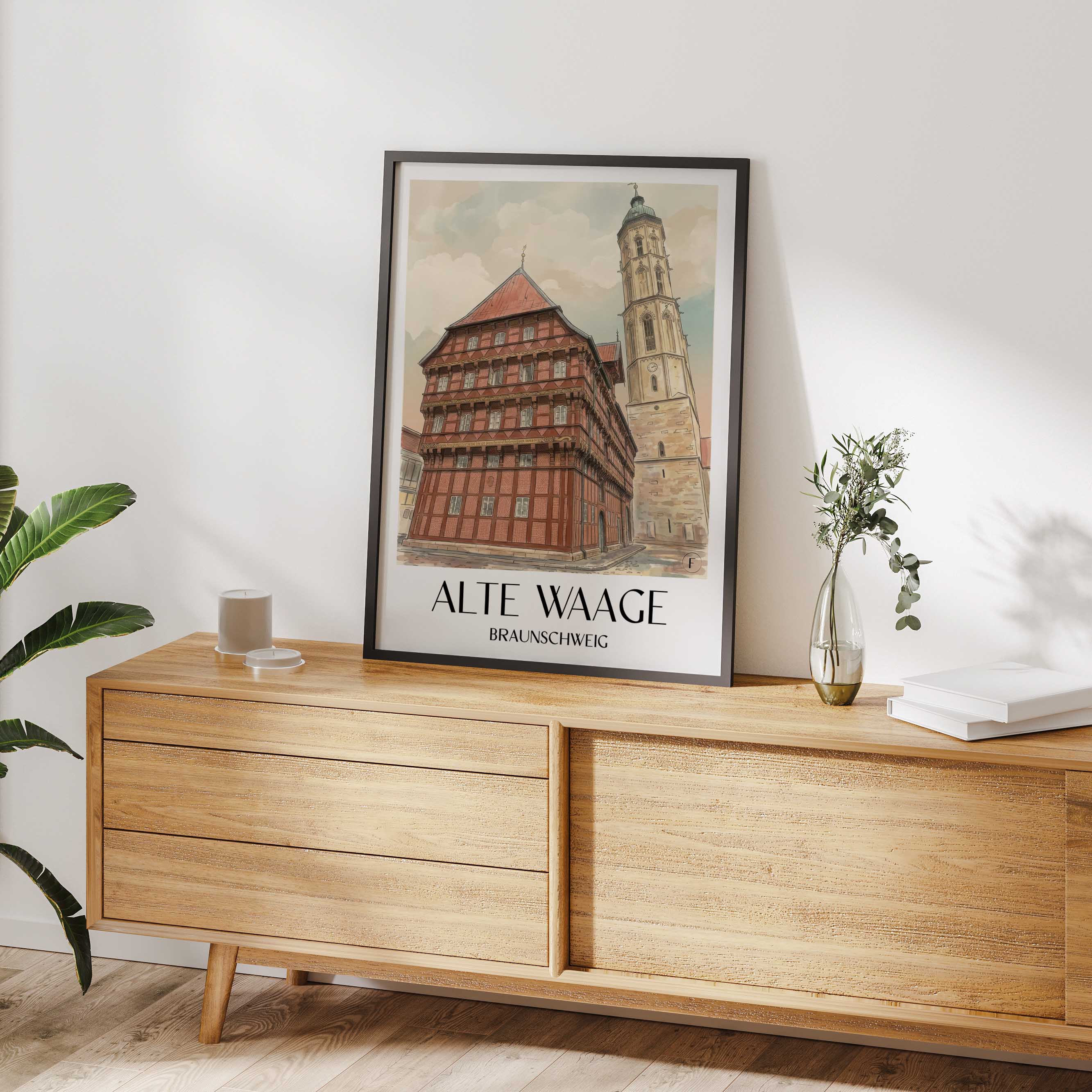alte-waage-braunschweig-deutschland-poster-aquarell