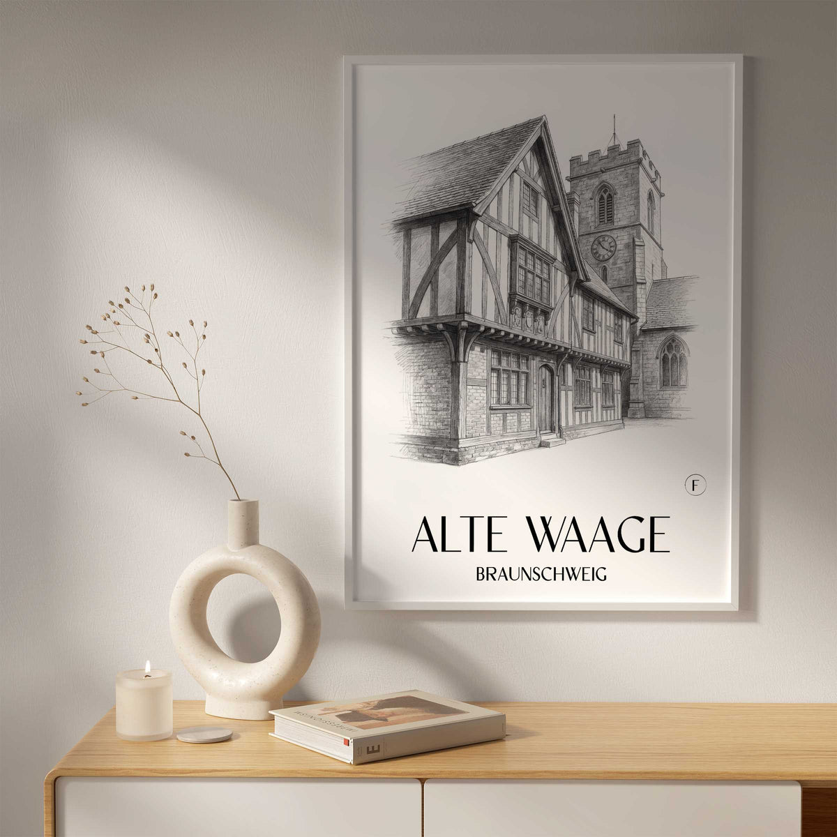 alte-waage-braunschweig-deutschland-poster-bleistift-zeichnung-drawing