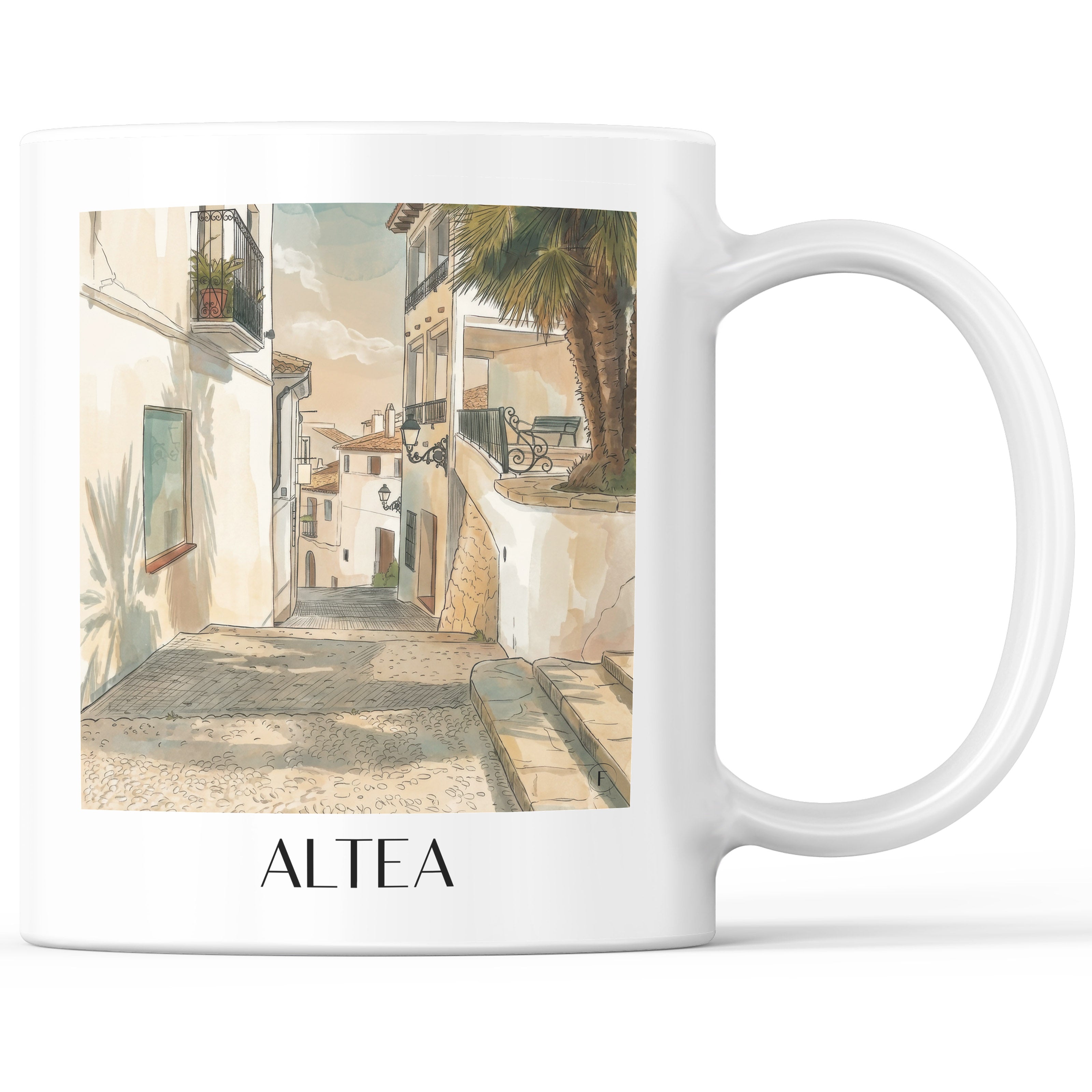 Altea Kaffeebecher - Spanien - Spanien Becher - Kaffeetasse im Aquarell Stil - favplace