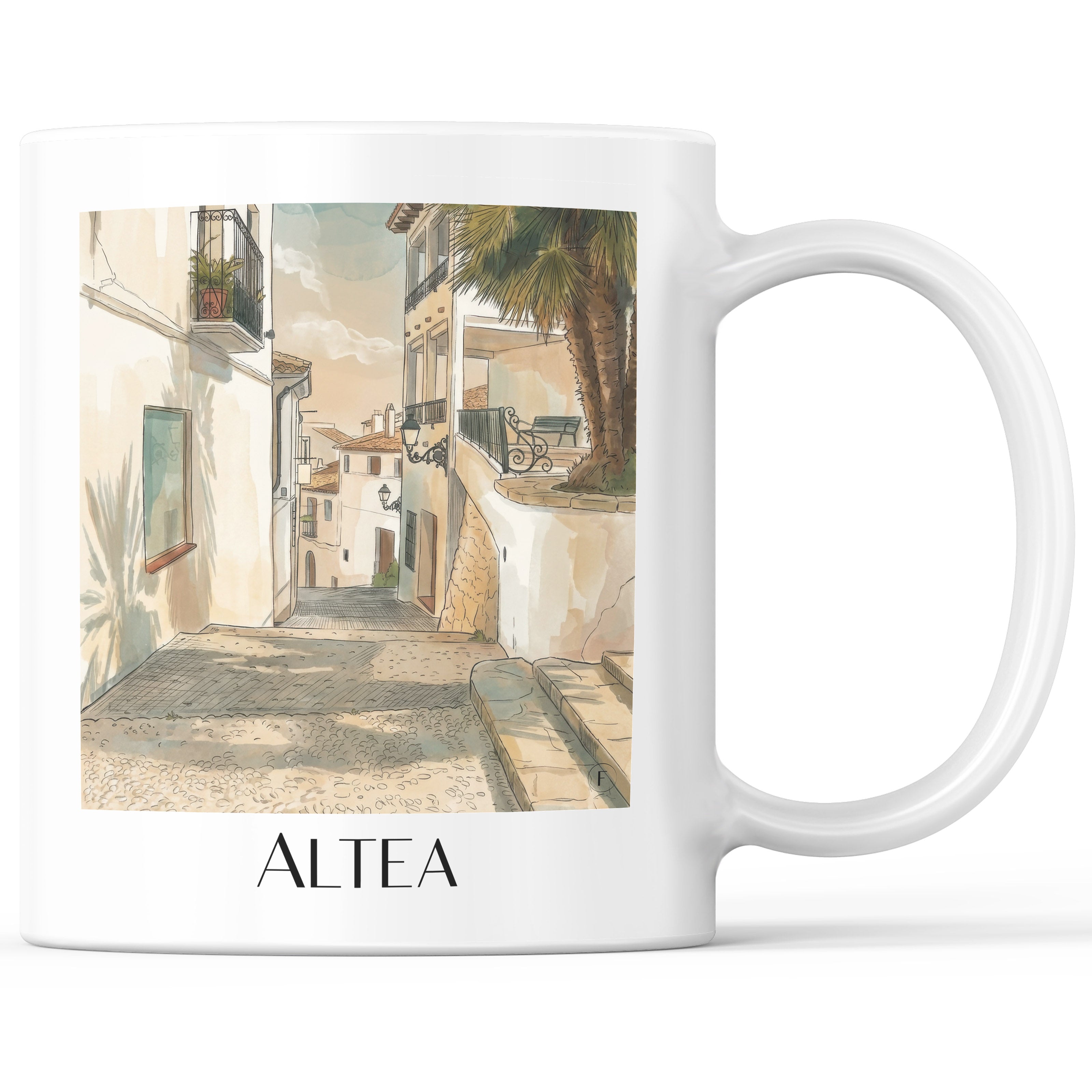 Altea Kaffeebecher - Spanien - Spanien Becher - Kaffeetasse im Aquarell Stil - favplace