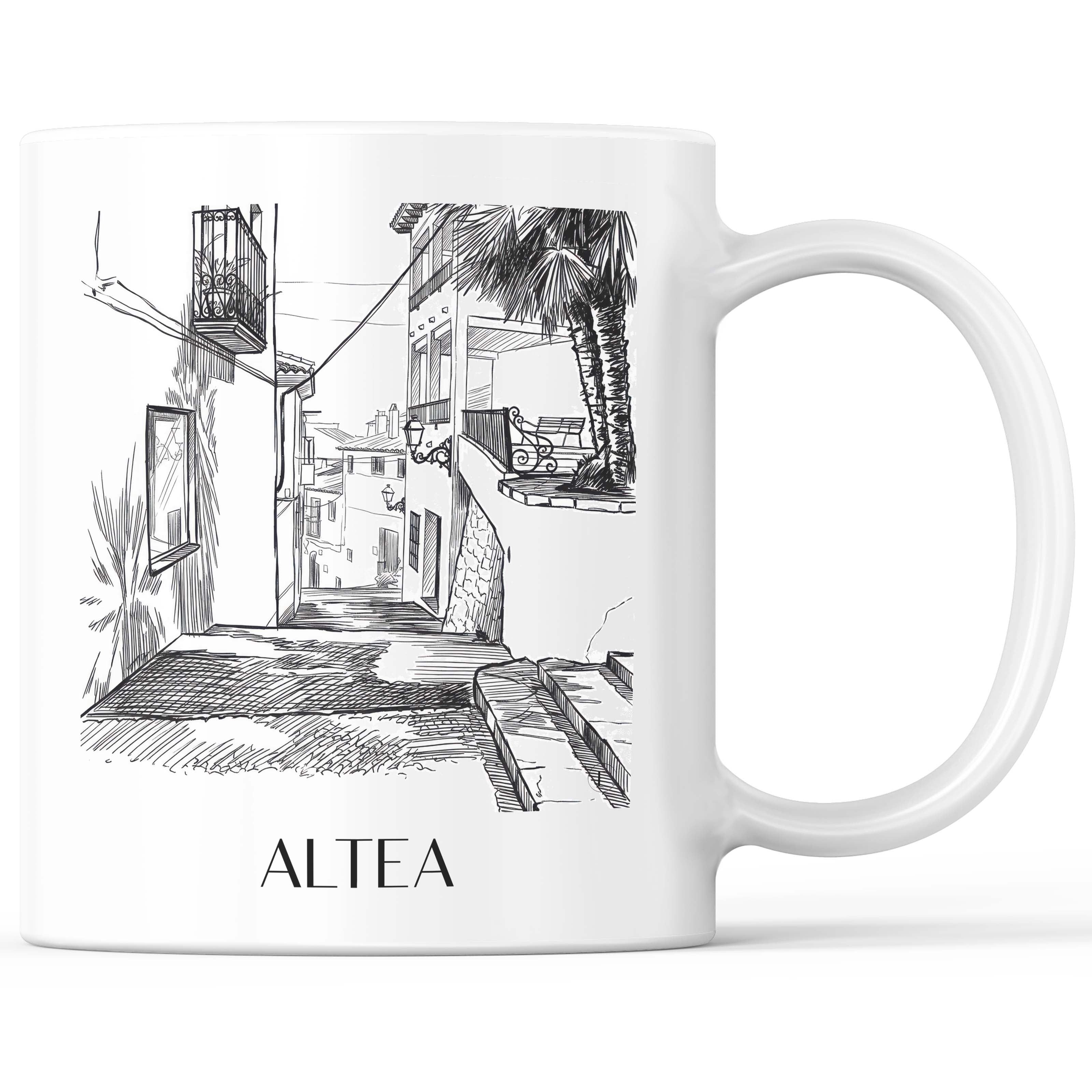 Altea Kaffeebecher - Spanien - Spanien Becher - Kaffeetasse im Skizze Stil - favplace