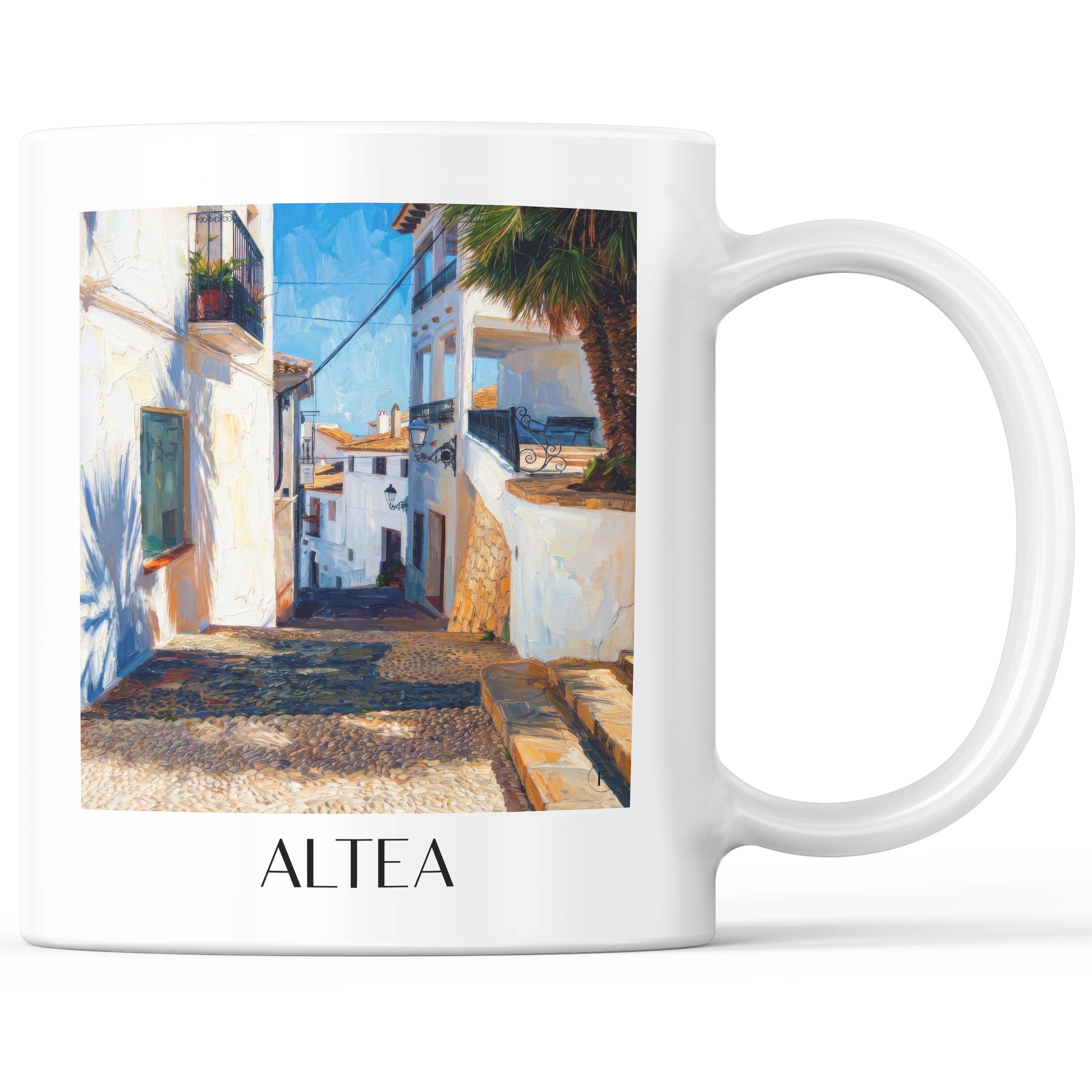 Altea Kaffeebecher - Spanien - Spanien Becher - Kaffeetasse im Ölgemälde Stil - favplace