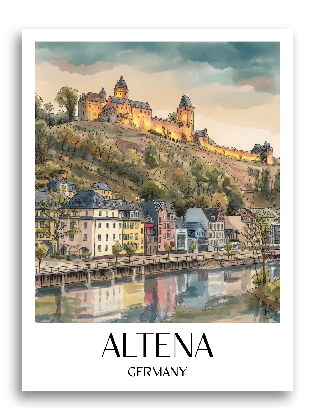 Altena Poster - Sauerland - Deutschland Kunstdruck - Aquarell von A4 bis A1 - favplace