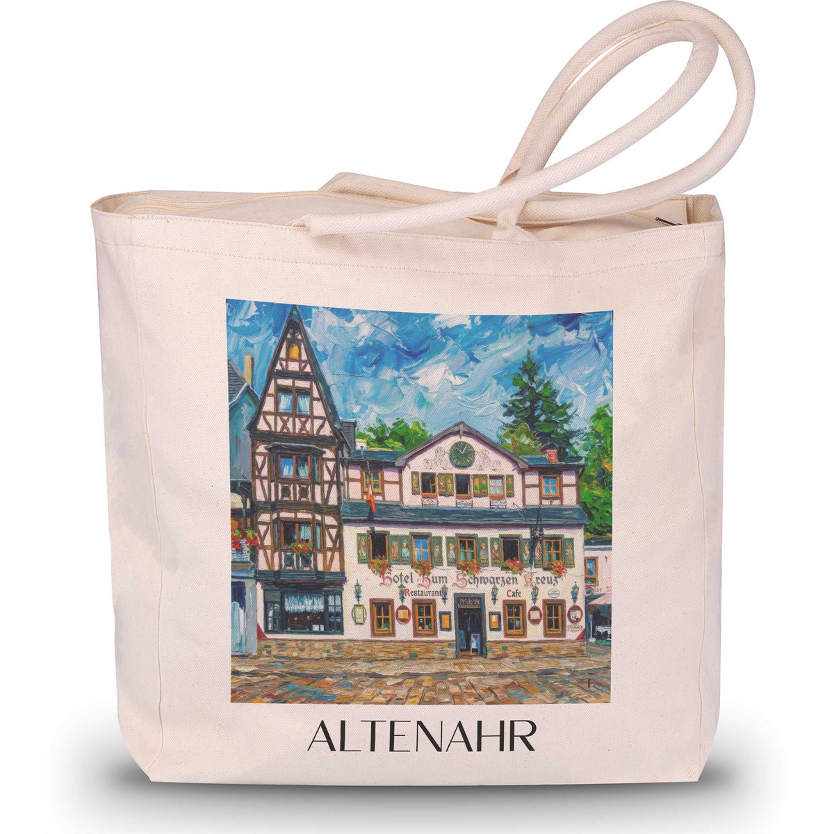 Altenahr Shopping Tasche - Ahrtal - Deutschland Tote Bag - Einkaufstasche im Ölgemälde Stil - favplace