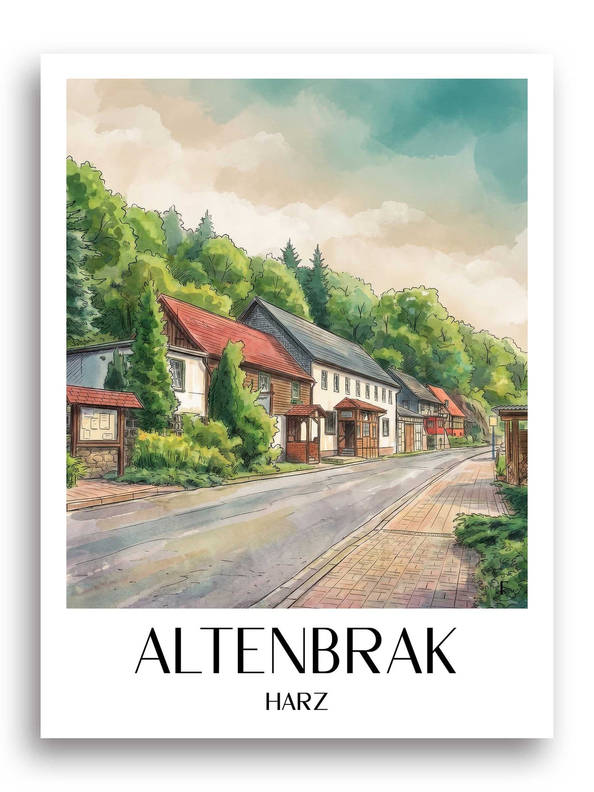 altenbrak-harz-deutschland-poster-aquarell