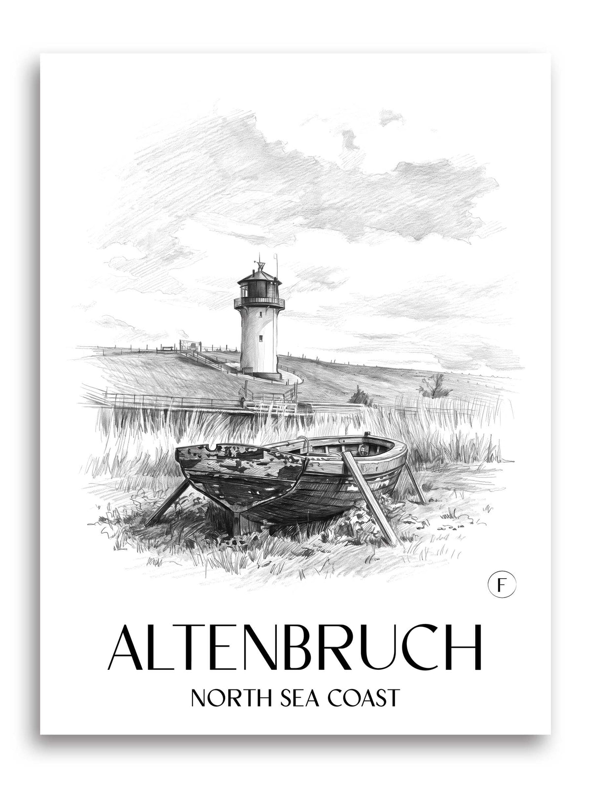Altenbruch Poster - Nordseeküste - Deutschland Kunstdruck - Zeichnung von A4 bis A1