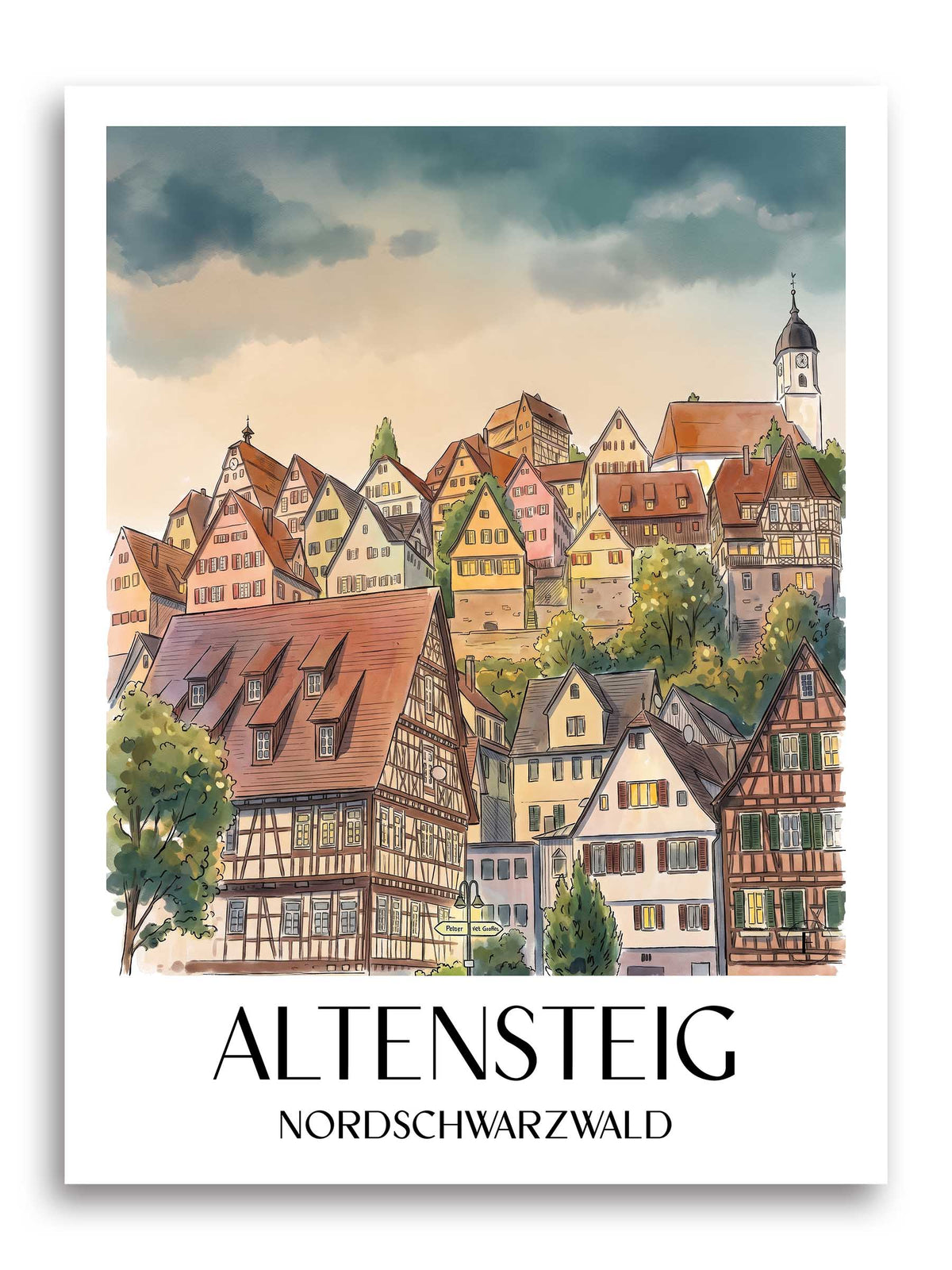 altensteig-nordschwarzwald-deutschland-poster-aquarell