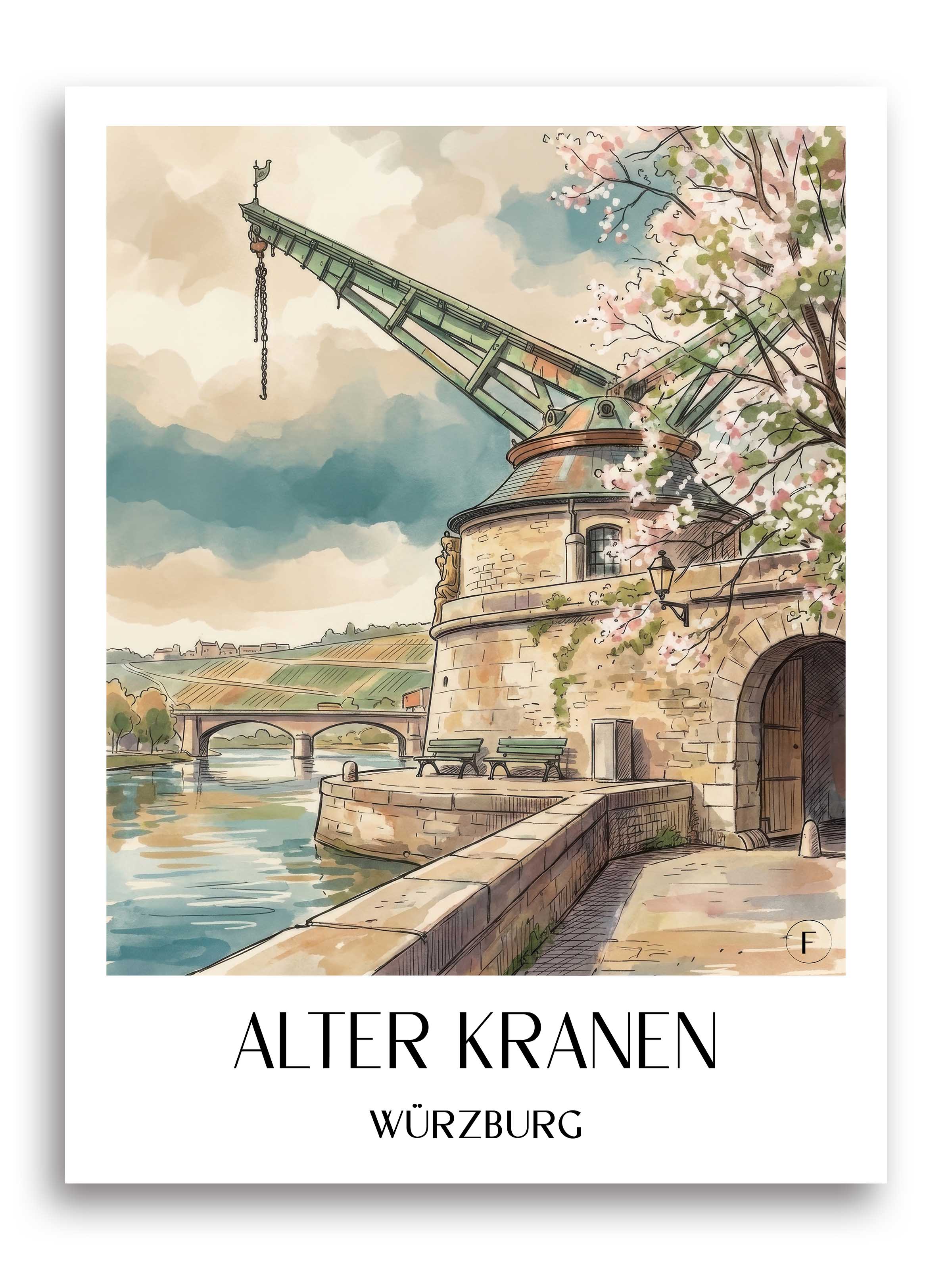 alter-kranen-würzburg-deutschland-poster-aquarell