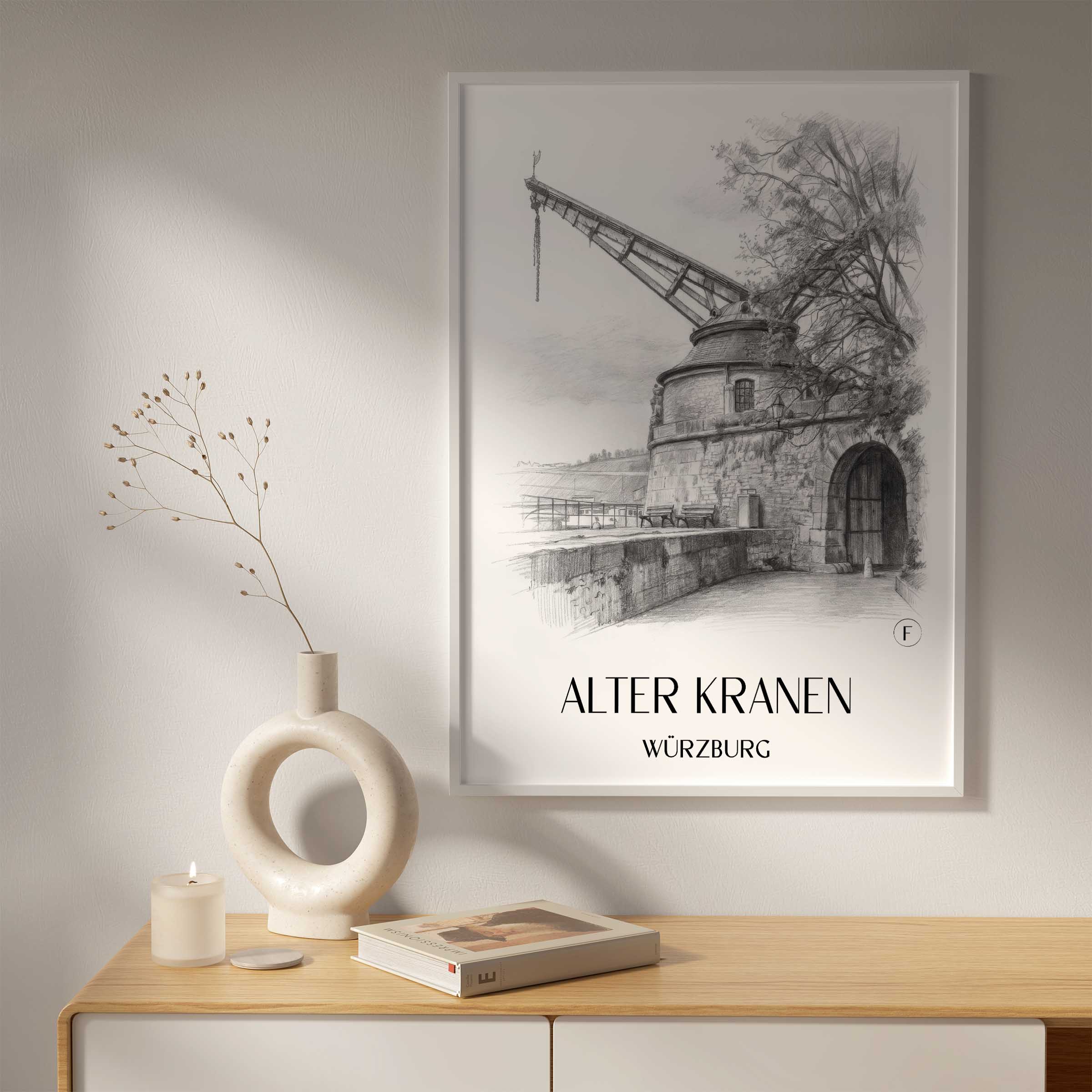 alter-kranen-würzburg-deutschland-poster-bleistift-zeichnung-drawing