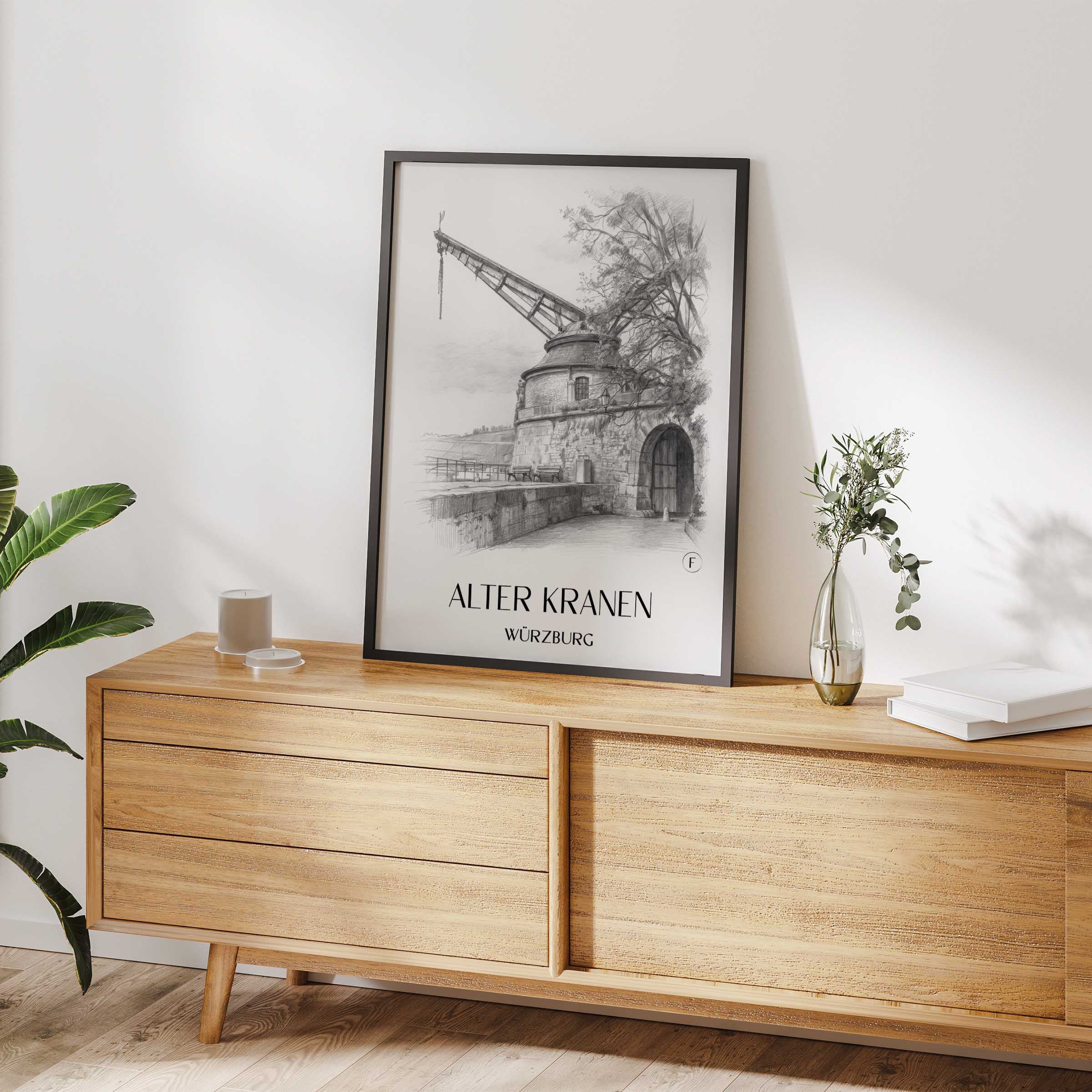 alter-kranen-würzburg-deutschland-poster-bleistift-zeichnung-drawing