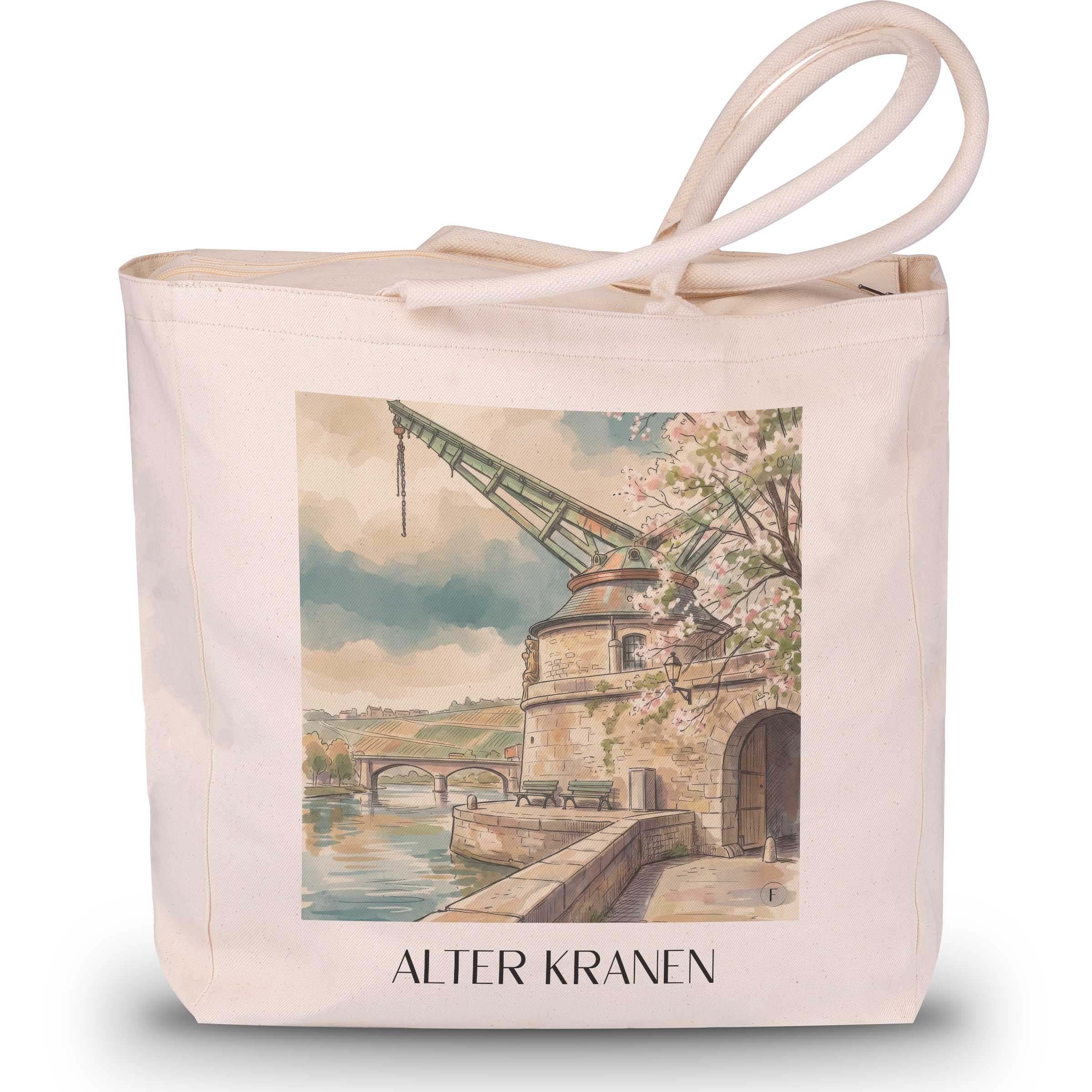 alter-kranen-würzburg-deutschland-einkaufstasche-aquarell
