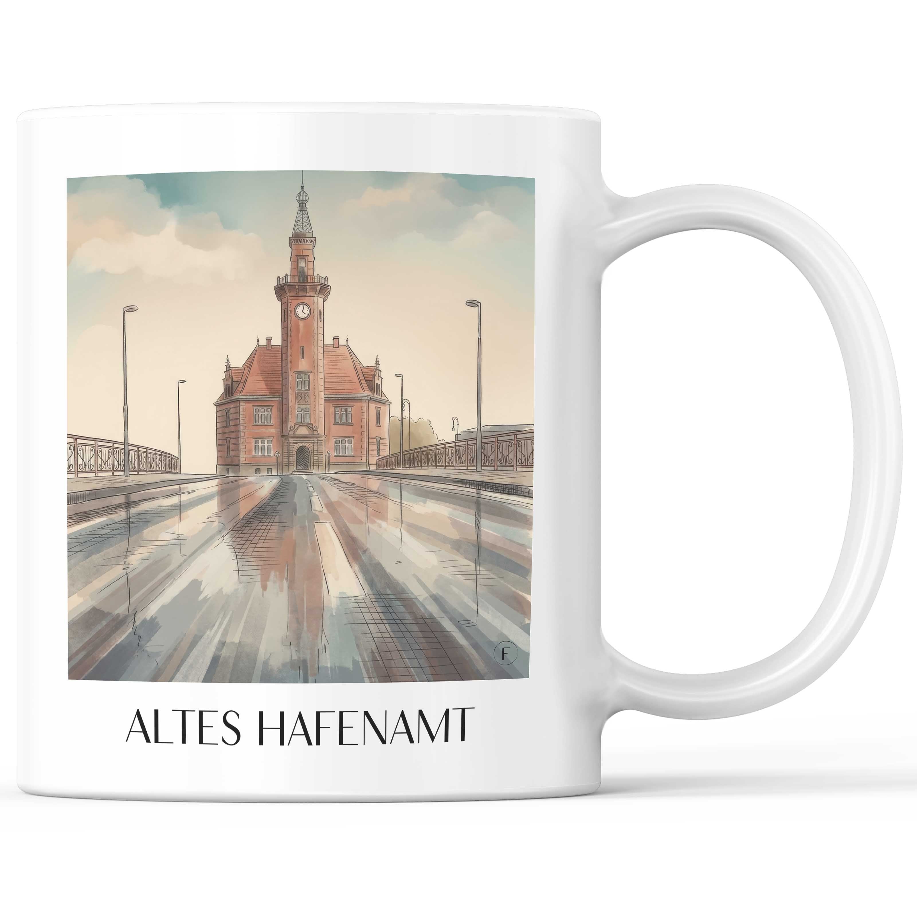 Altes Hafenamt Kaffeebecher - Dortmund - Deutschland Becher - Kaffeetasse im Aquarell Stil - favplace