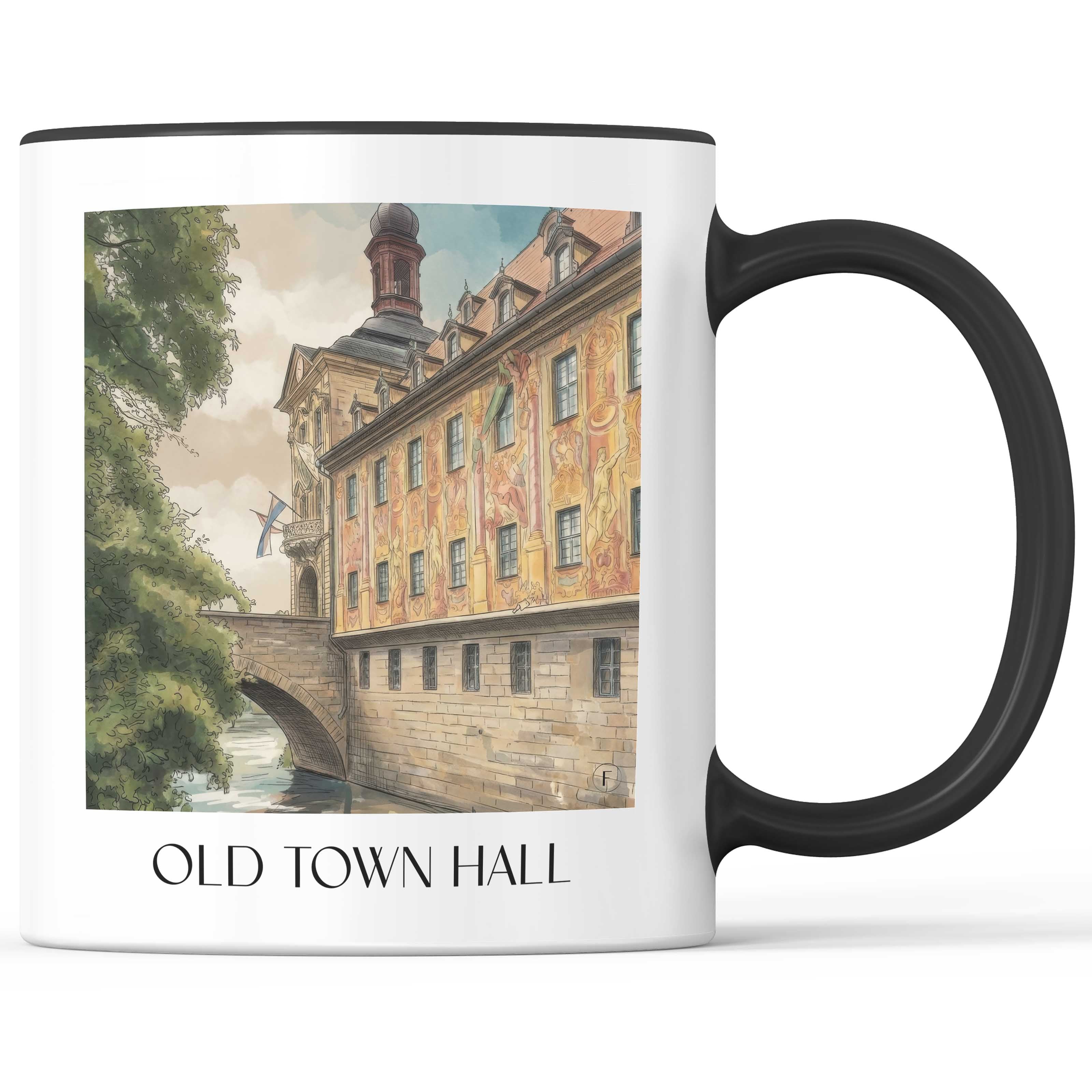 Altes Rathaus Kaffeebecher - Bamberg - Deutschland Becher - Kaffeetasse im Aquarell Stil - favplace