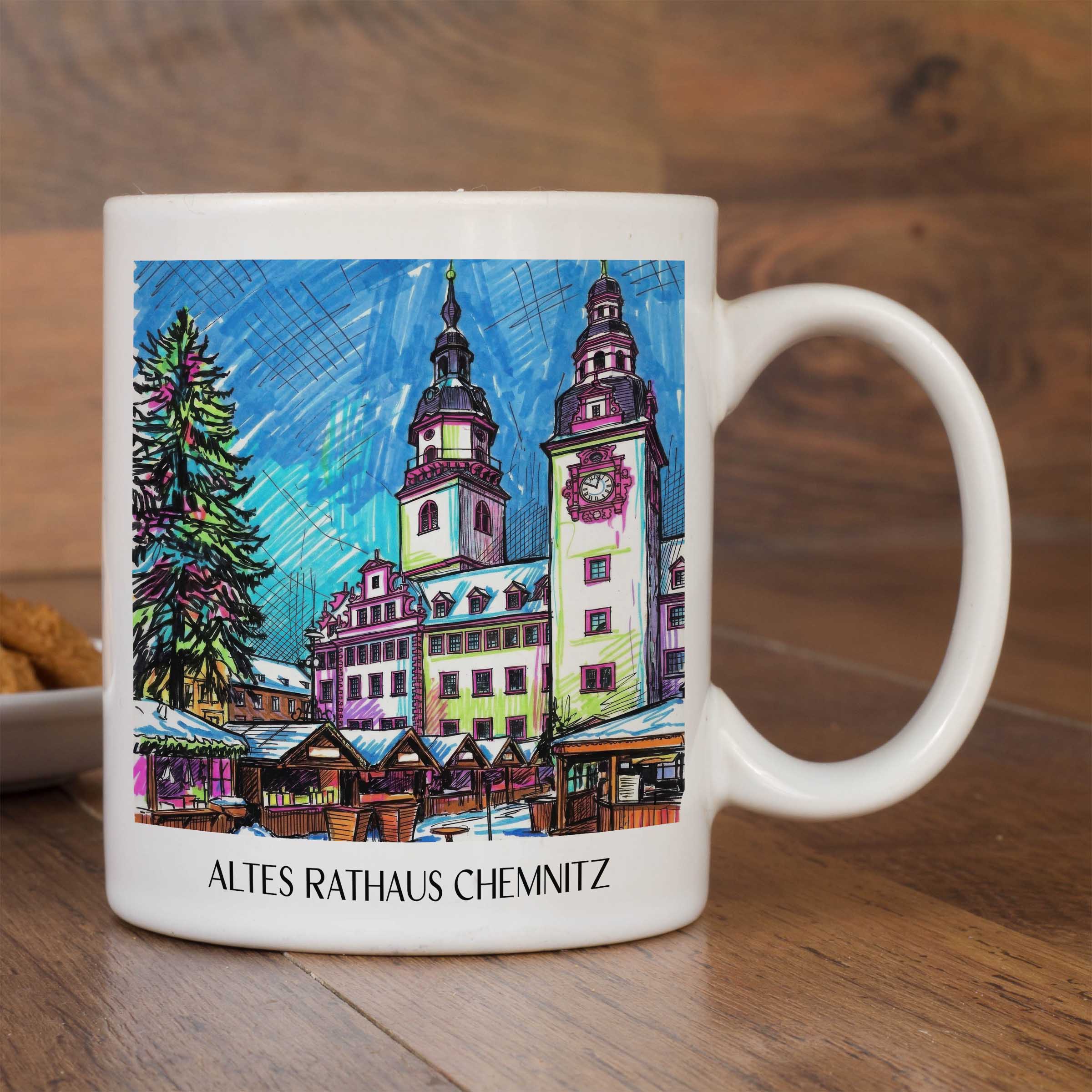 altes-rathaus-chemnitz-deutschland-kaffeebecher-graffiti