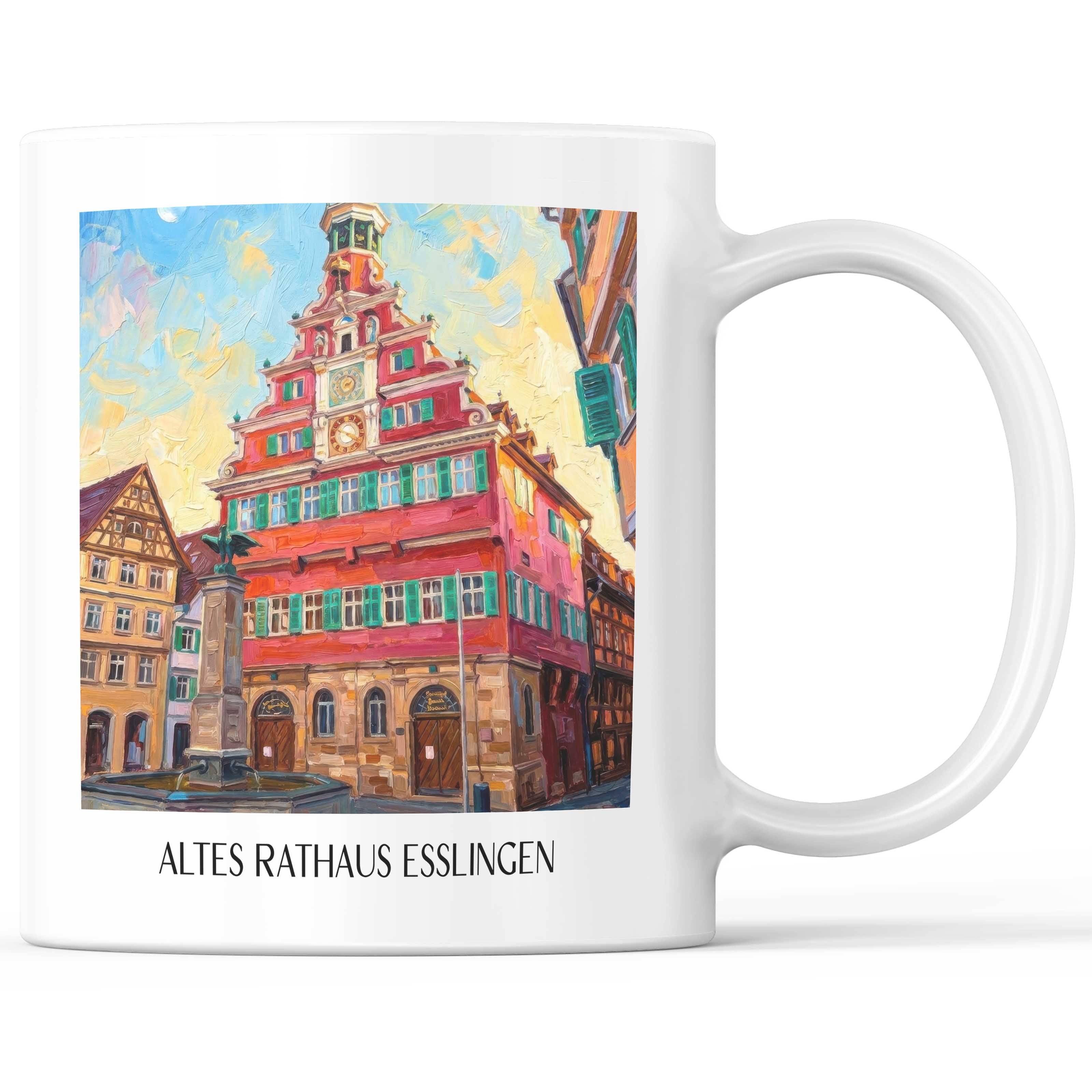 Altes Rathaus Kaffeebecher - Esslingen am Neckar - Deutschland Becher - Kaffeetasse im Ölgemälde Stil - favplace